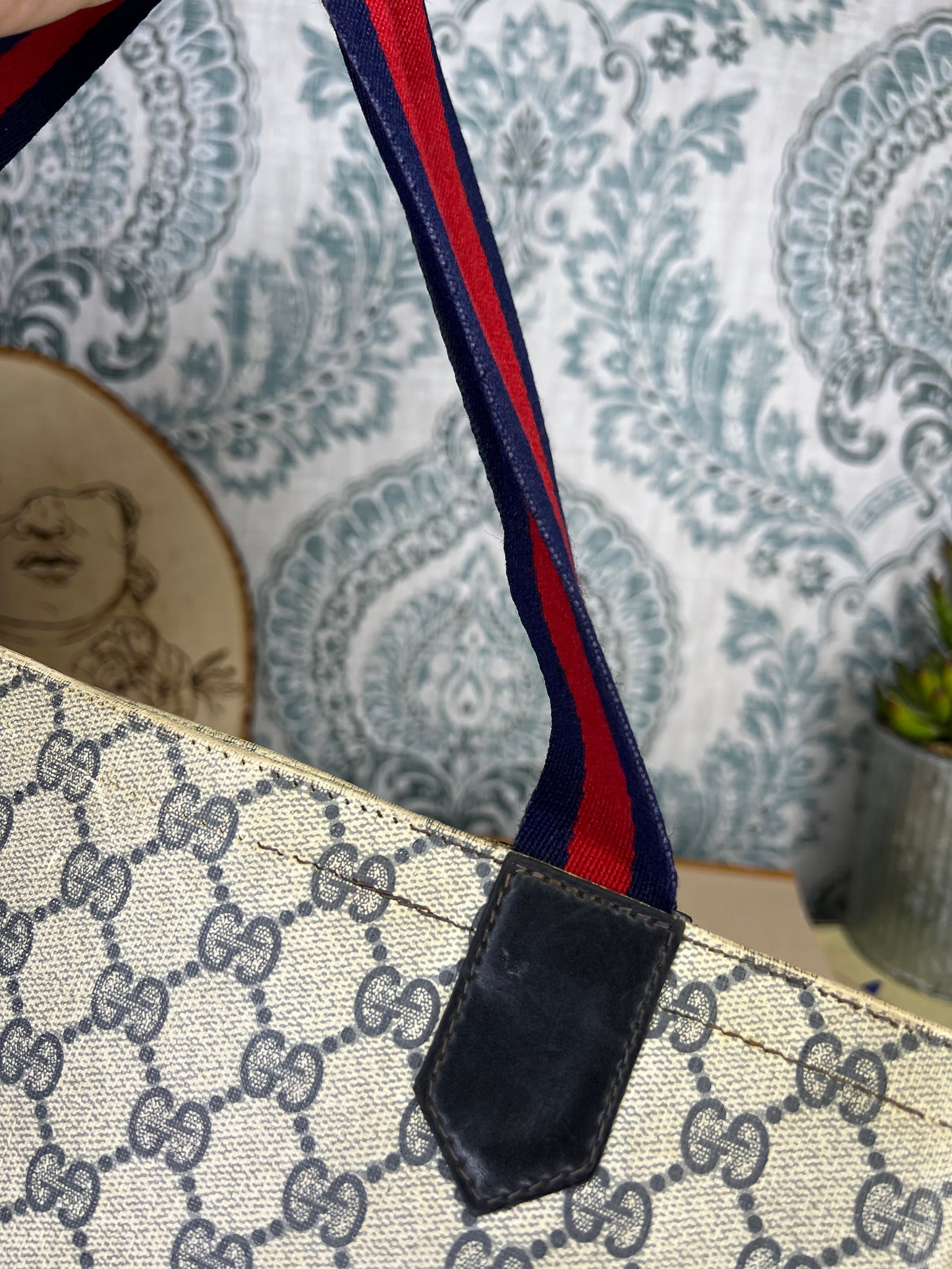 Navy Gucci Supreme Tote