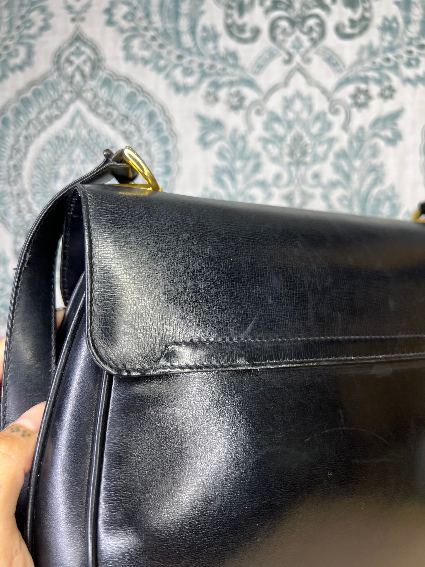 Gucci Vintage Horsebit Black Shoulder Bag