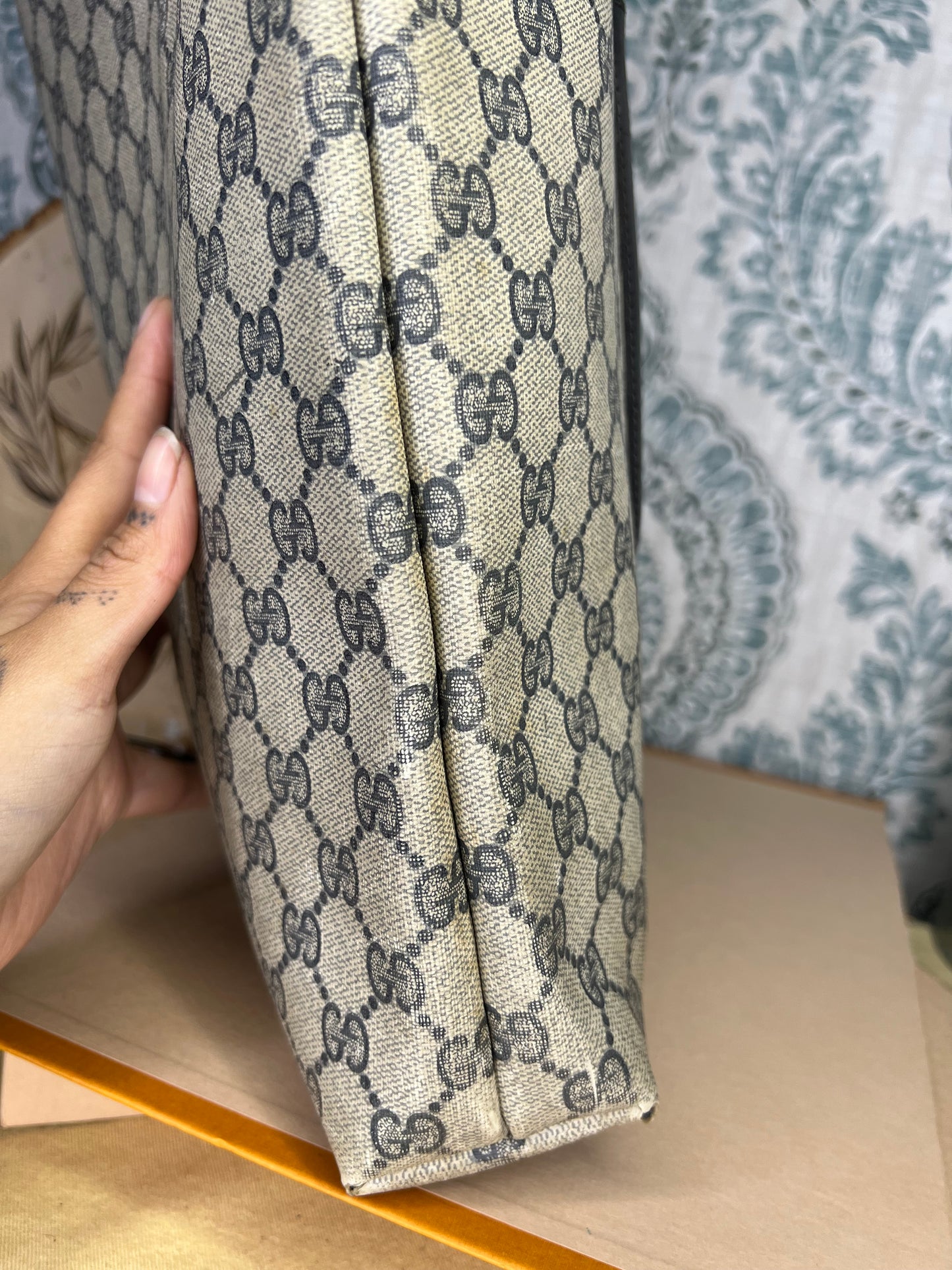 Navy Gucci Supreme Tote