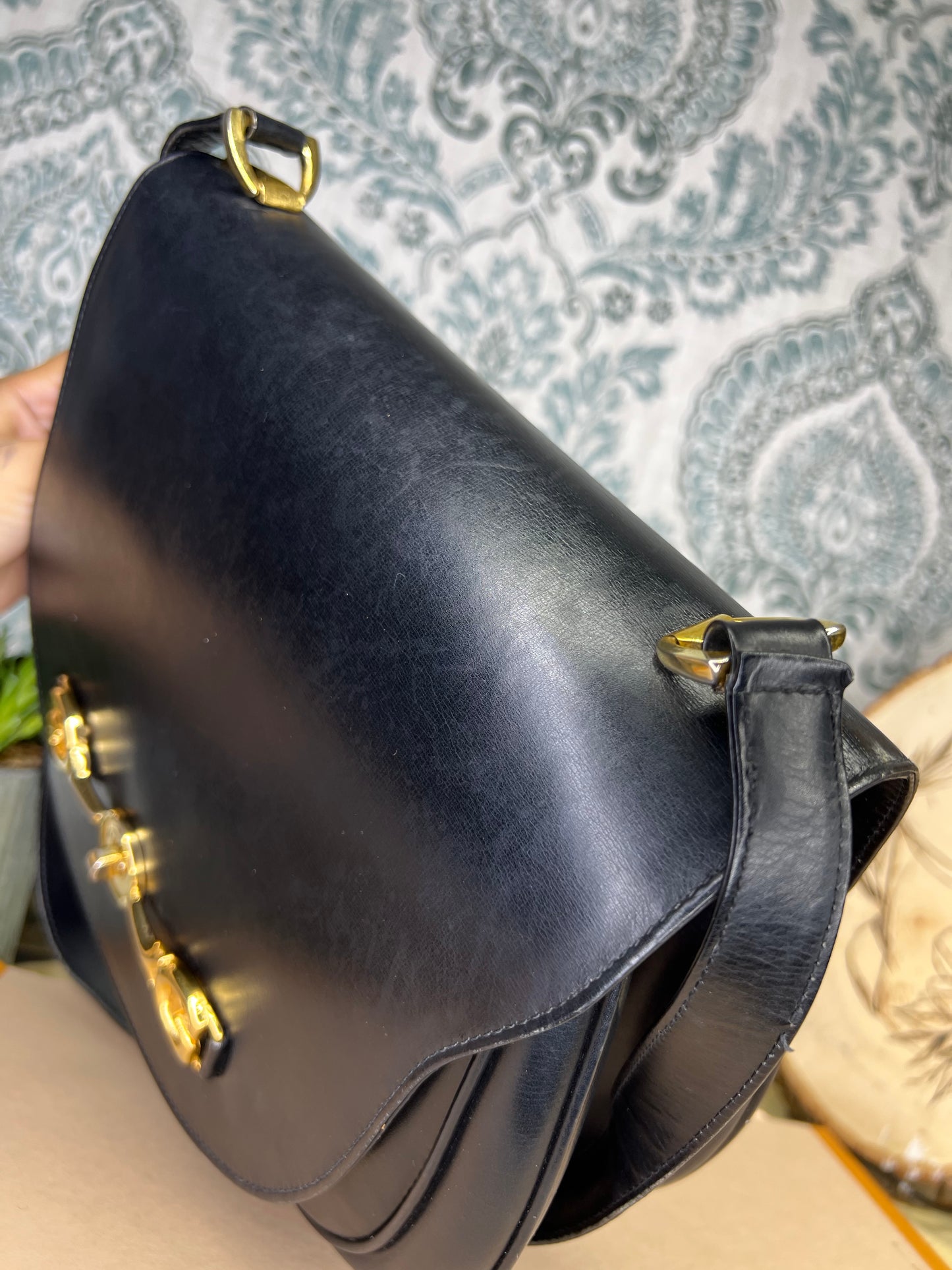 Gucci Vintage Horsebit Black Shoulder Bag