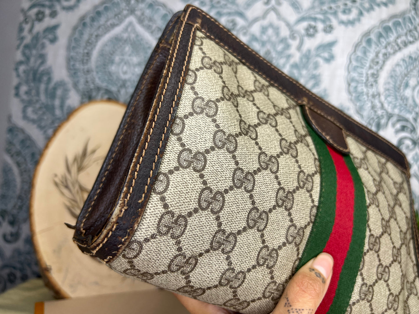 Gucci Supreme Brown Sherry Line Clutch #2
