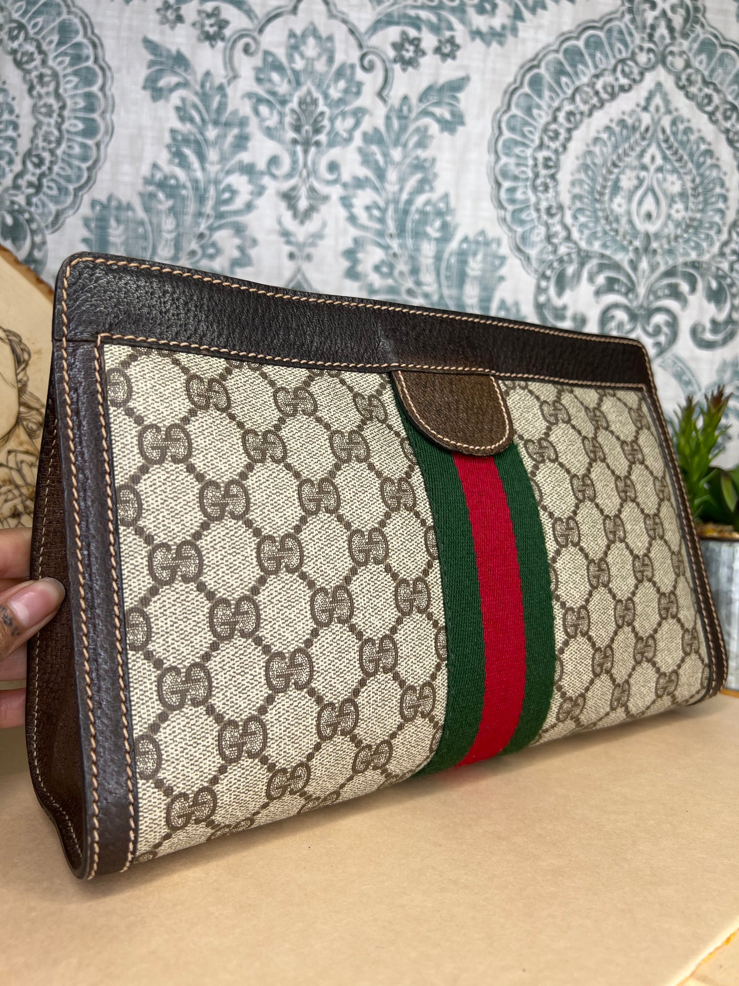 Gucci Supreme Brown Sherry Line Clutch #1