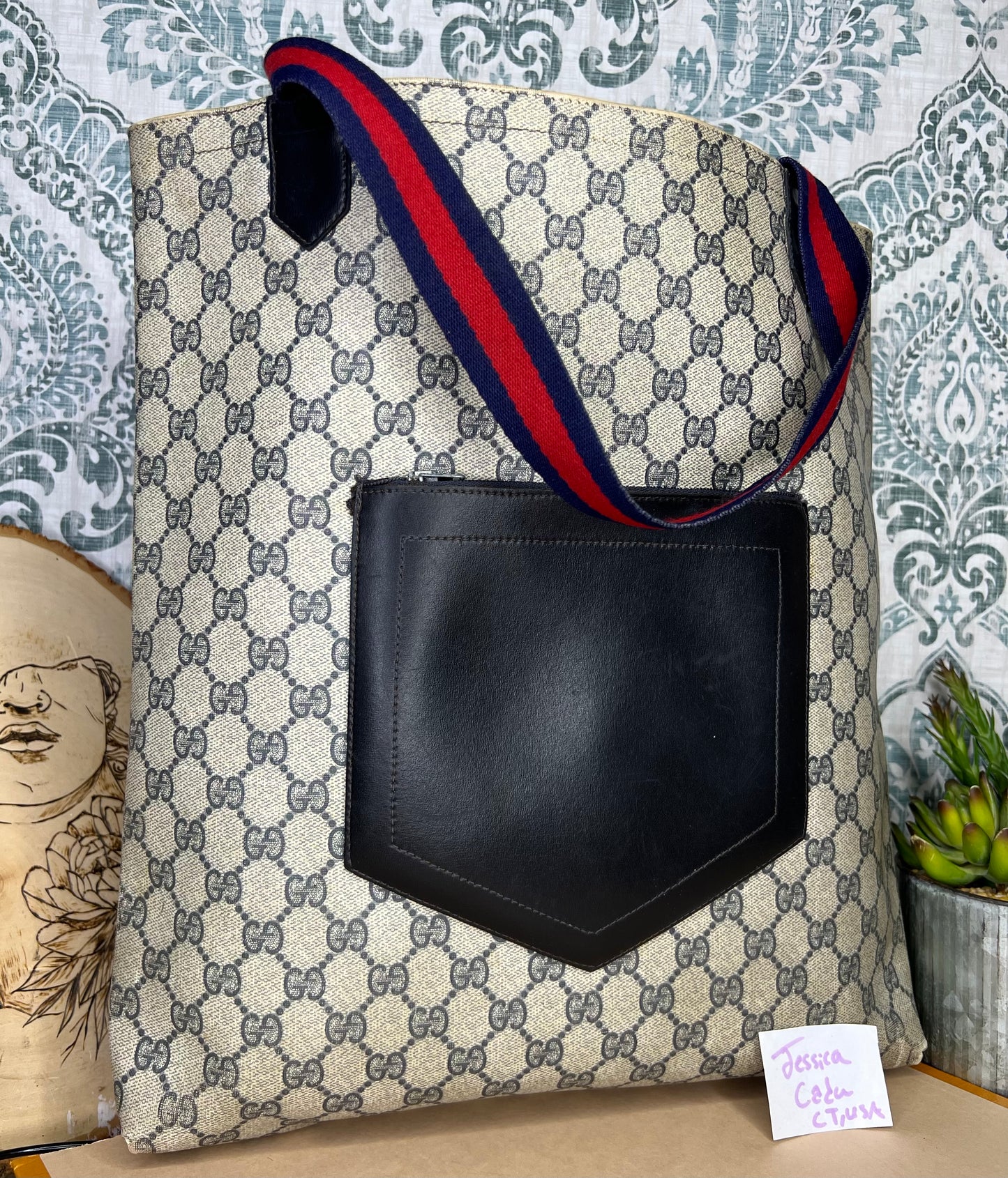 Navy Gucci Supreme Tote