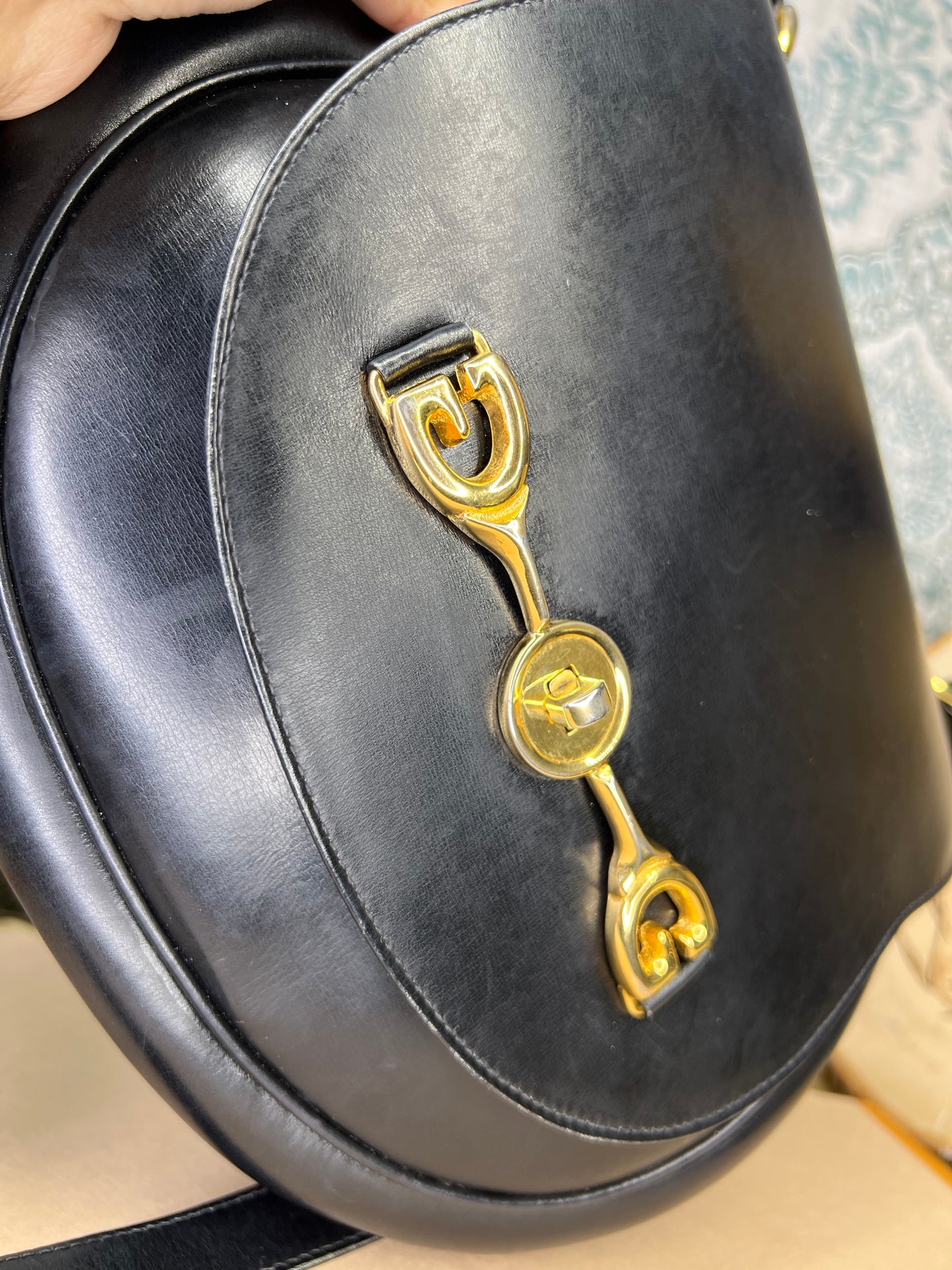 Gucci Vintage Horsebit Black Shoulder Bag