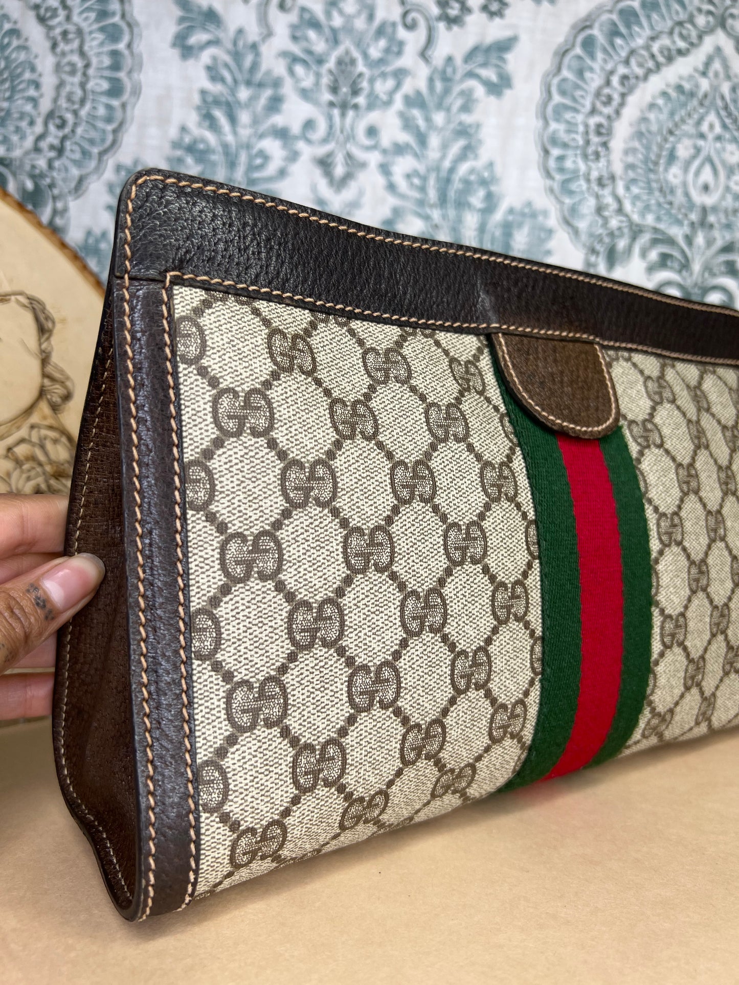 Gucci Supreme Brown Sherry Line Clutch #1