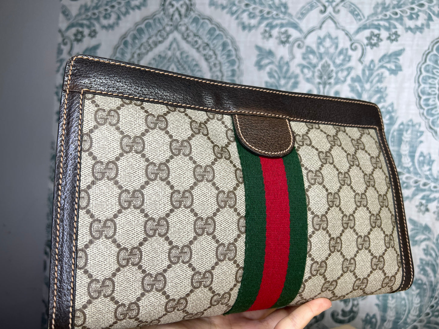 Gucci Supreme Brown Sherry Line Clutch #1