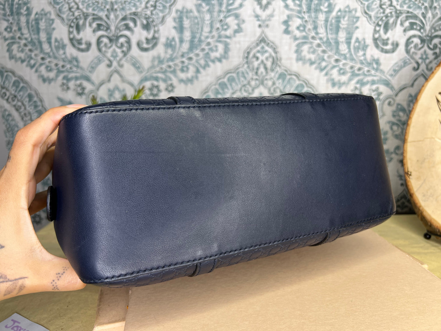 Gucci Navy Blue Microguccissima Bag