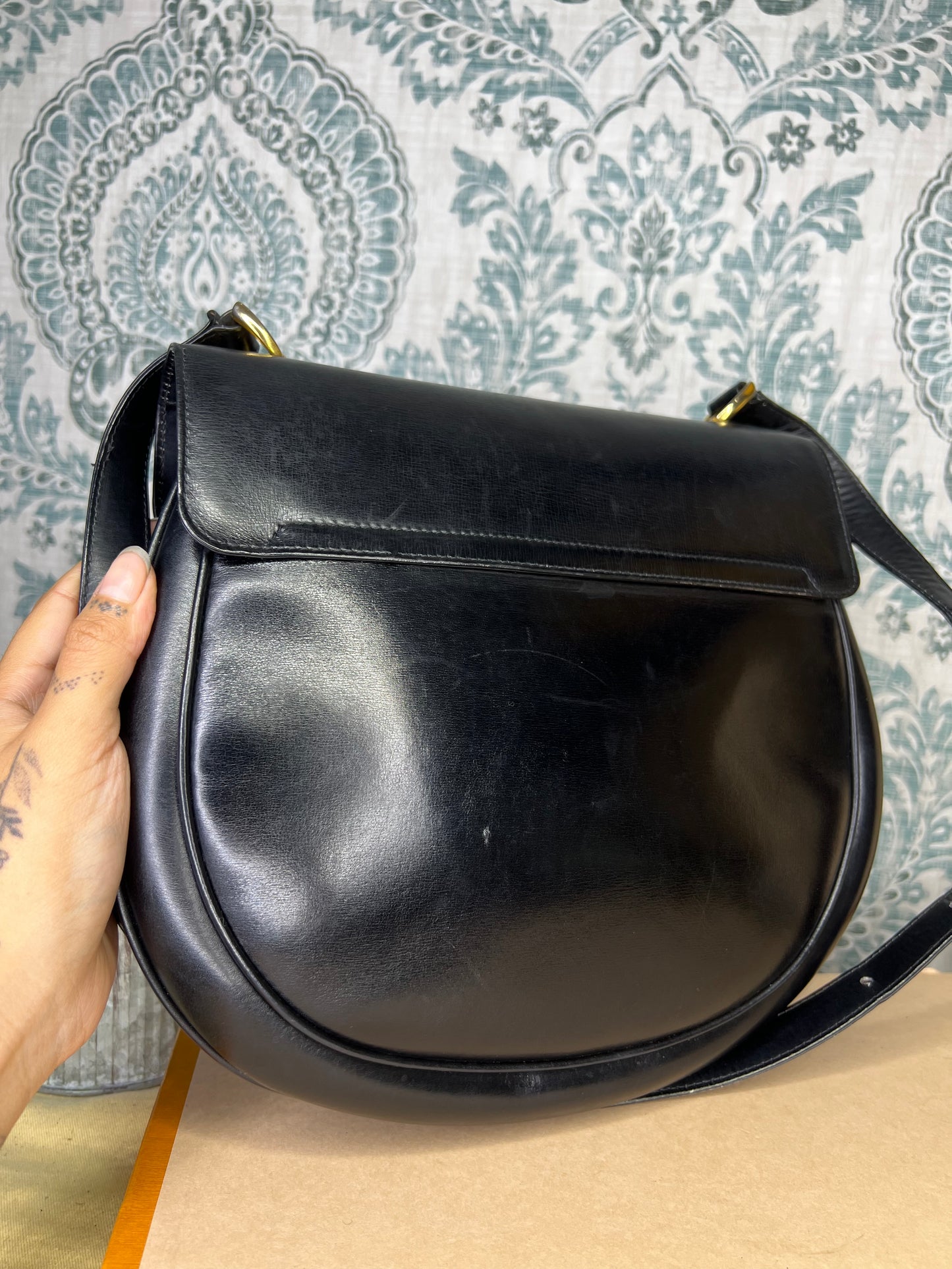 Gucci Vintage Horsebit Black Shoulder Bag