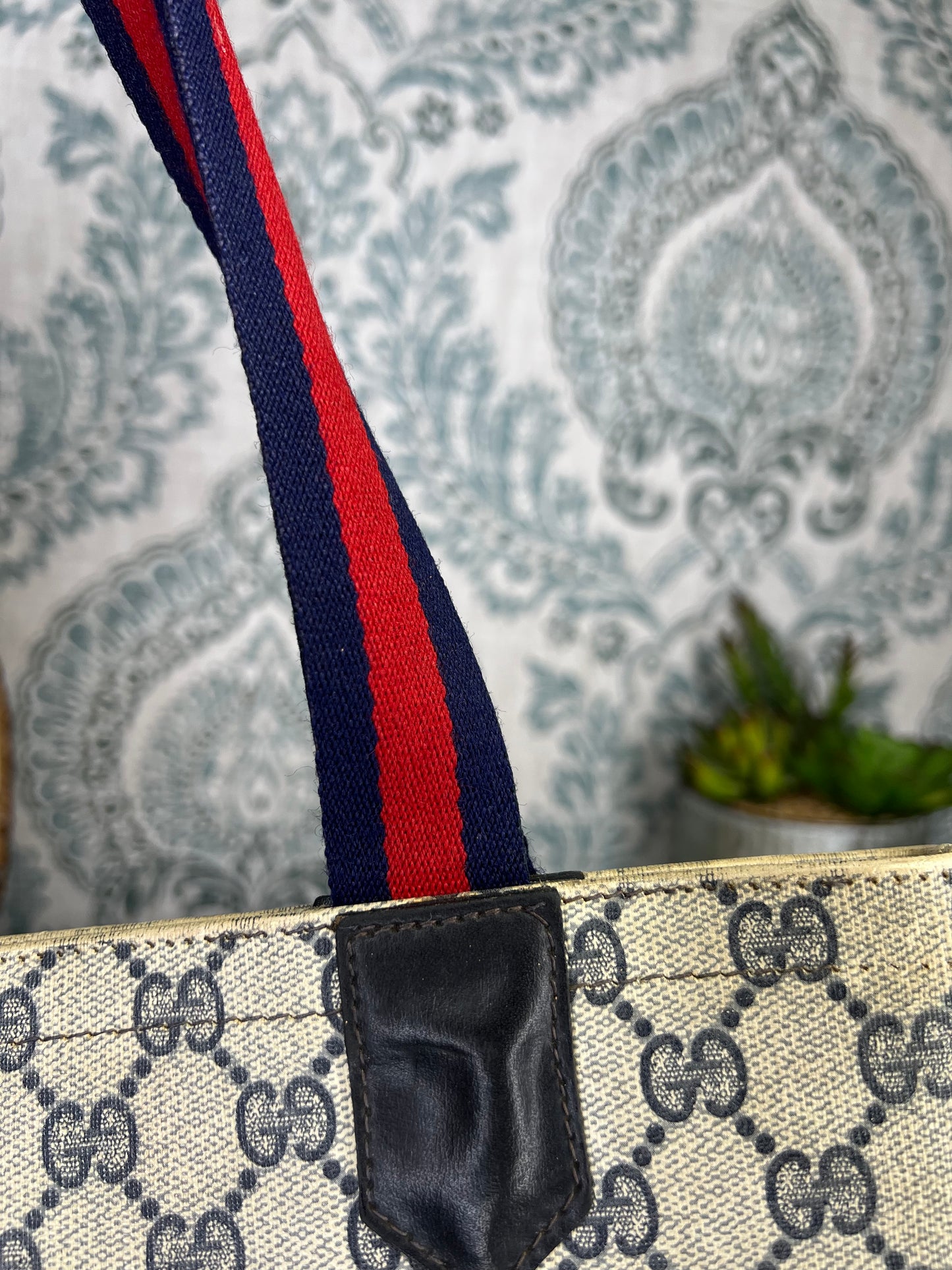 Navy Gucci Supreme Tote