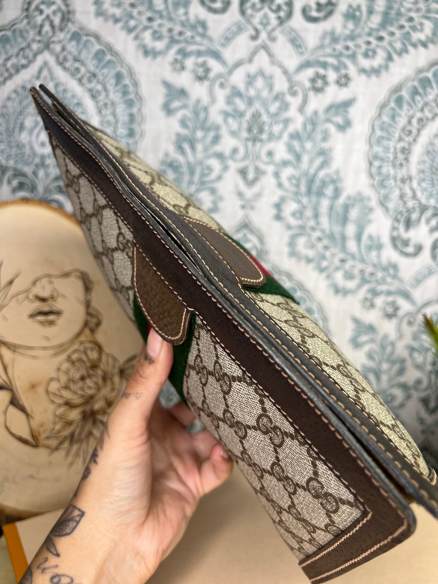 Gucci Supreme Brown Sherry Line Clutch #1