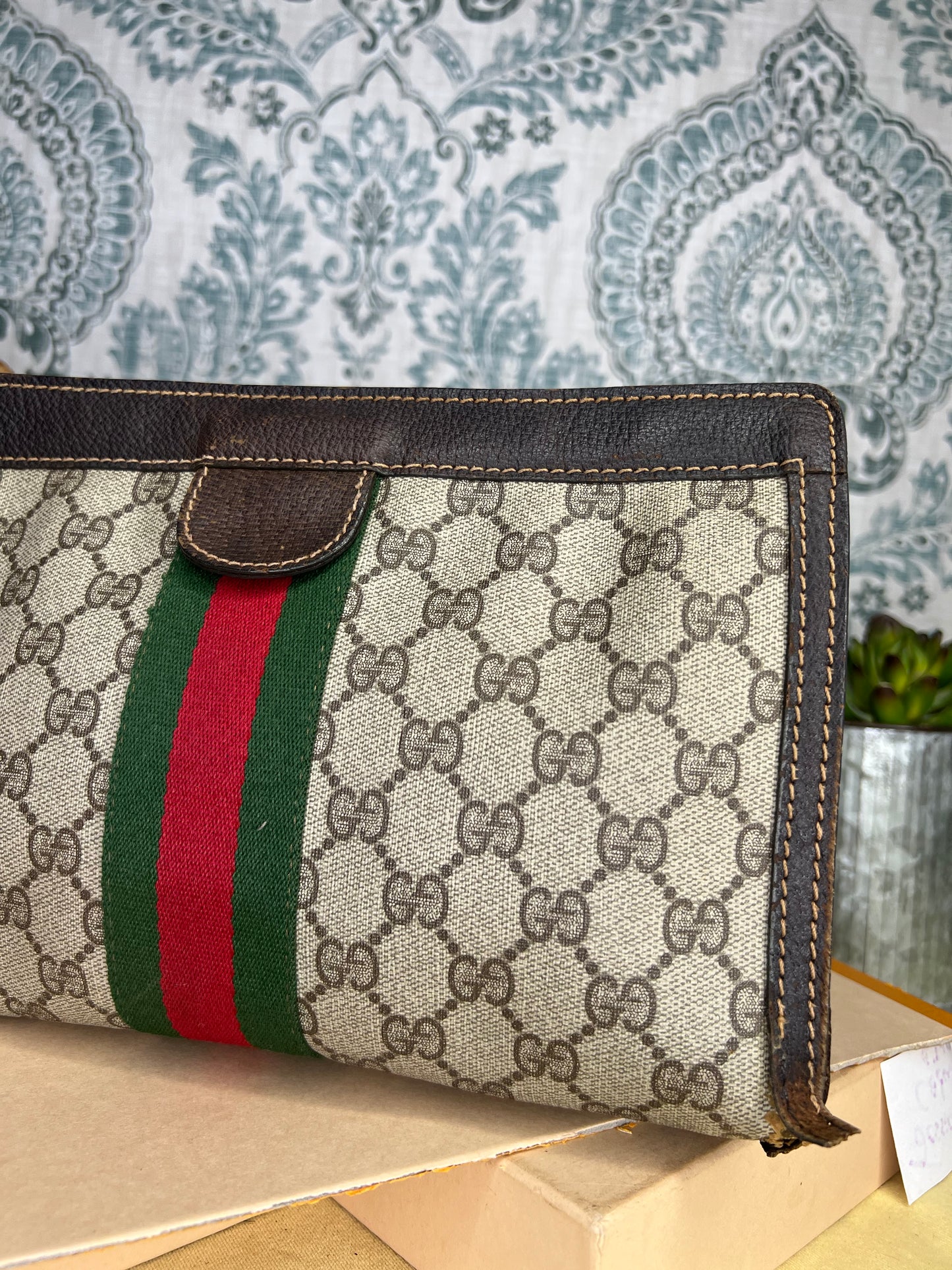 Gucci Supreme Brown Sherry Line Clutch #2