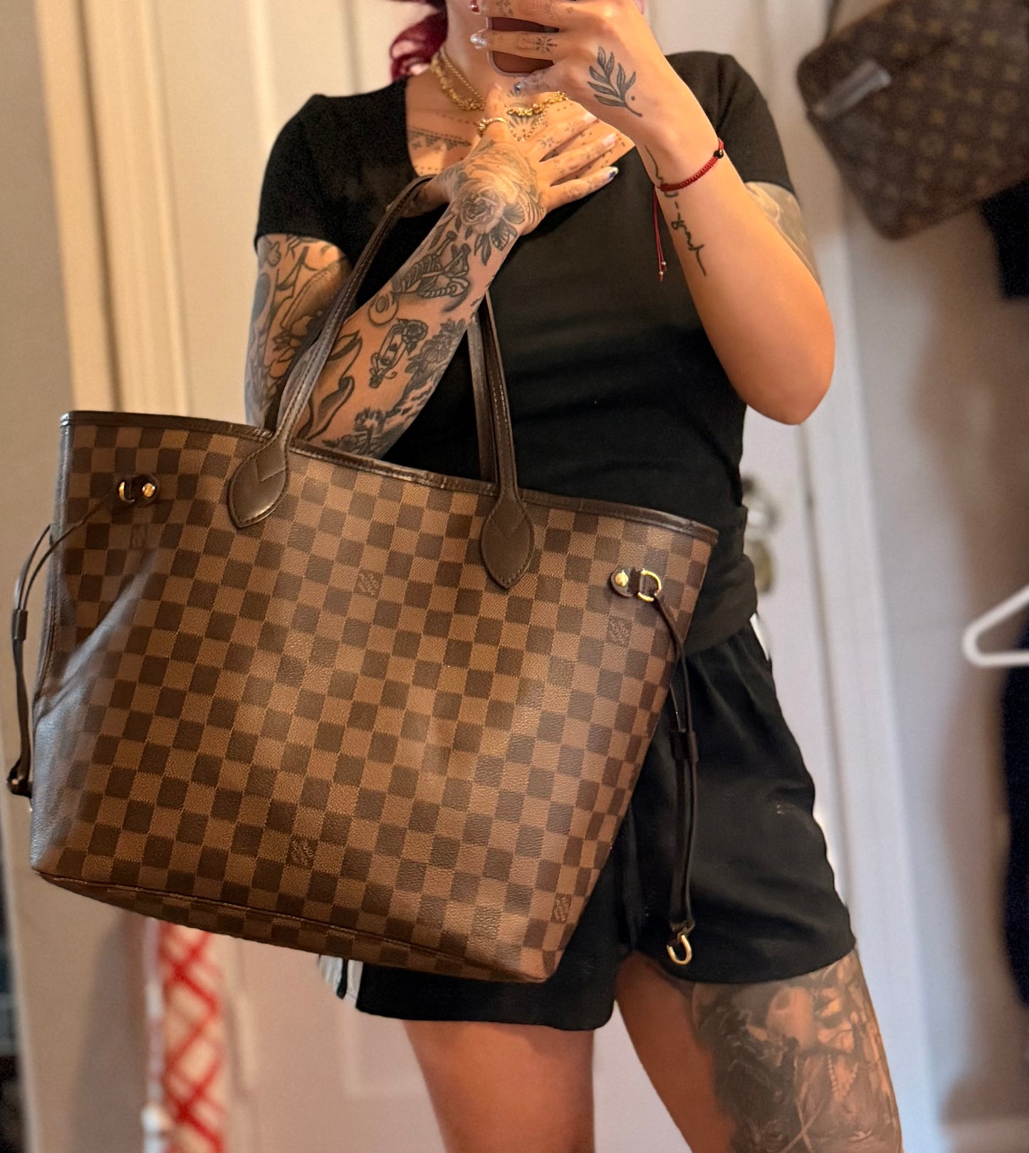 Louis Vuitton Neverfull MM Damier Ebene Rose Ballerine