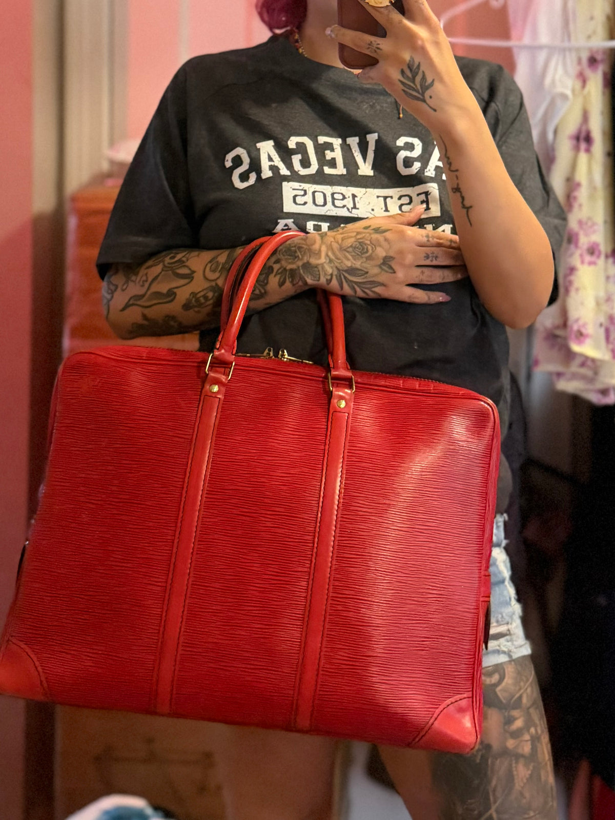Louis Vuitton Epi Porte Documents Red
