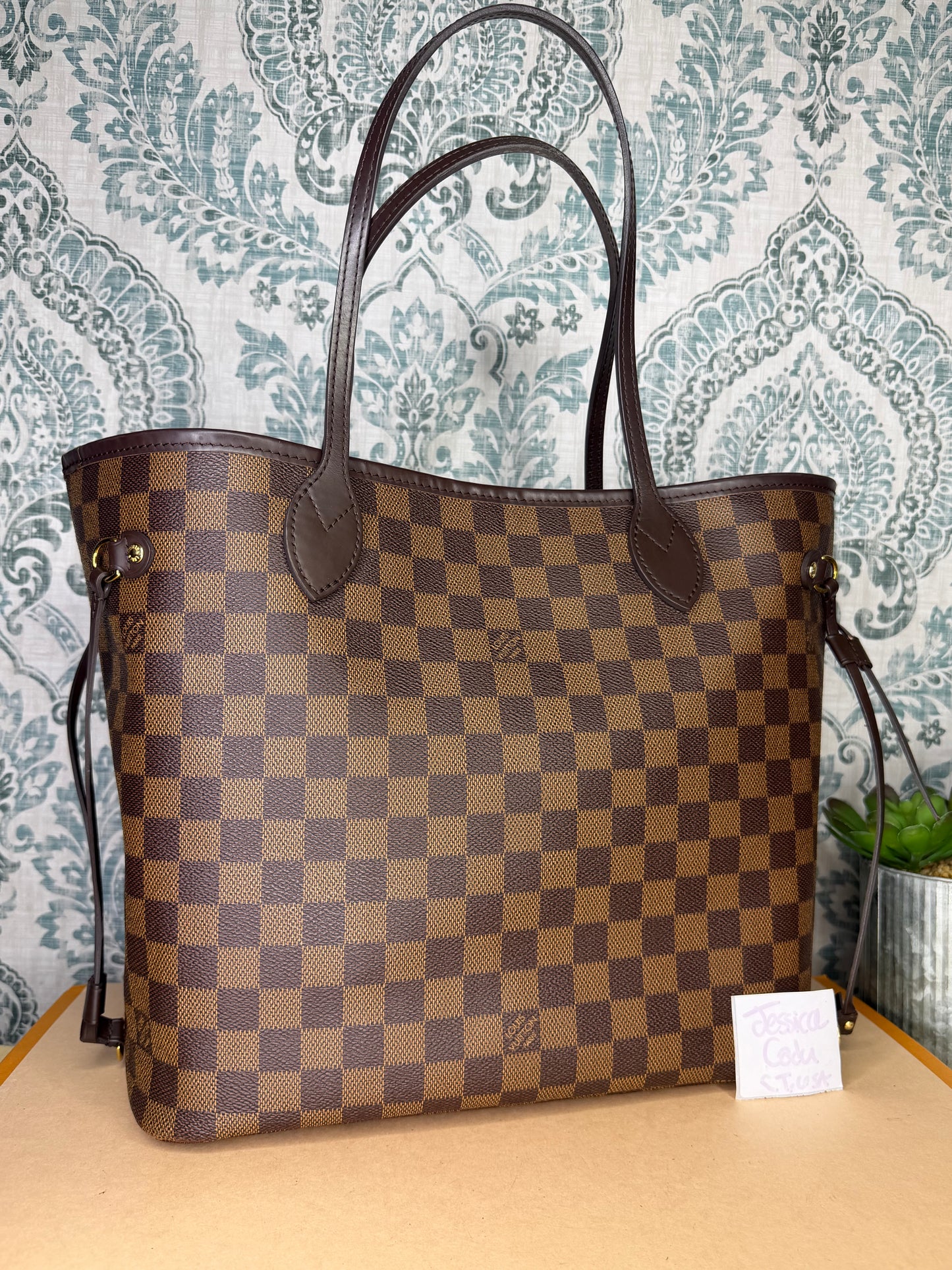 Louis Vuitton Damier Ebene Neverfull MM Rose Ballerine