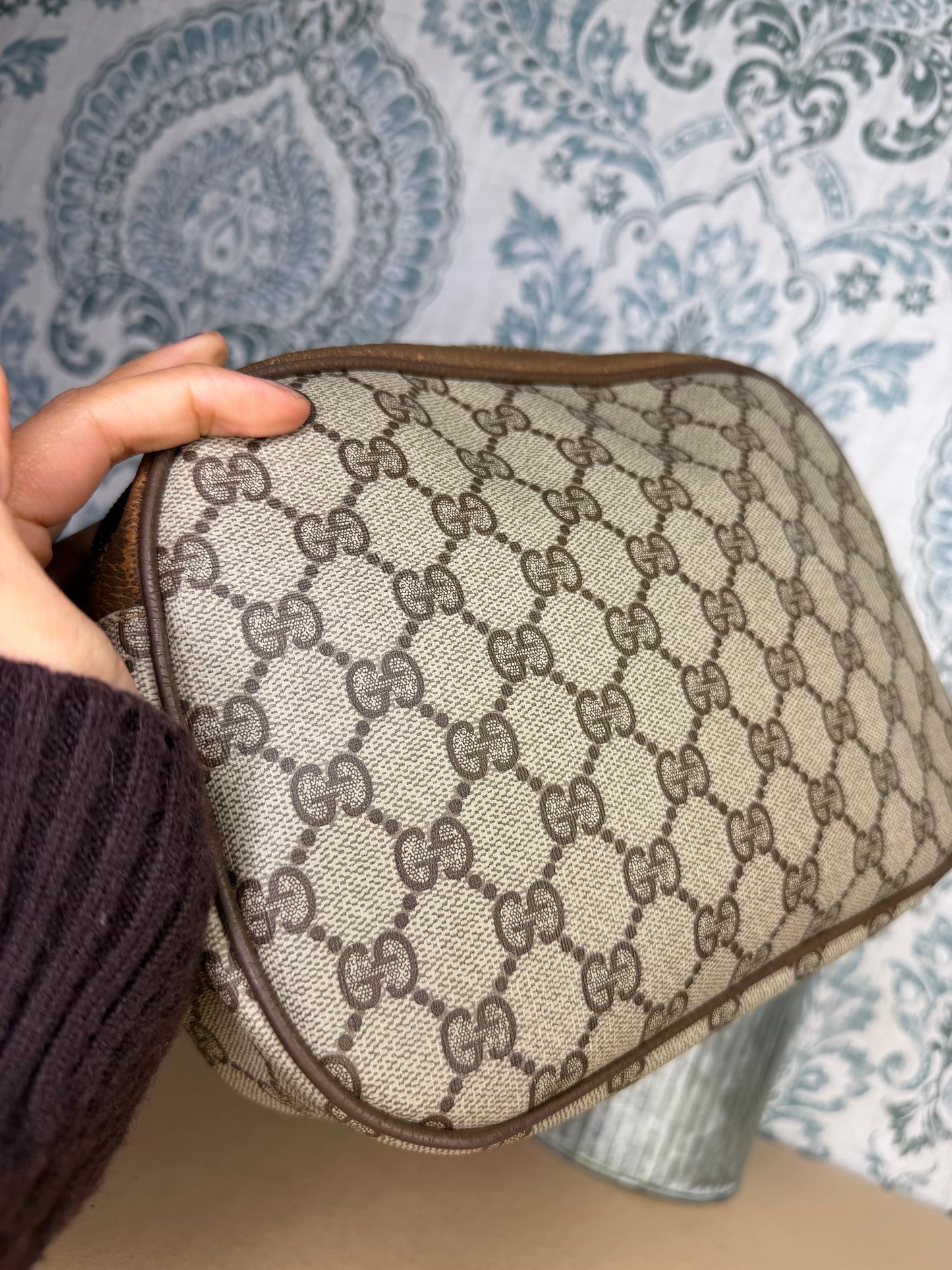 Gucci Supreme Sherry Line Wristlet Clutch