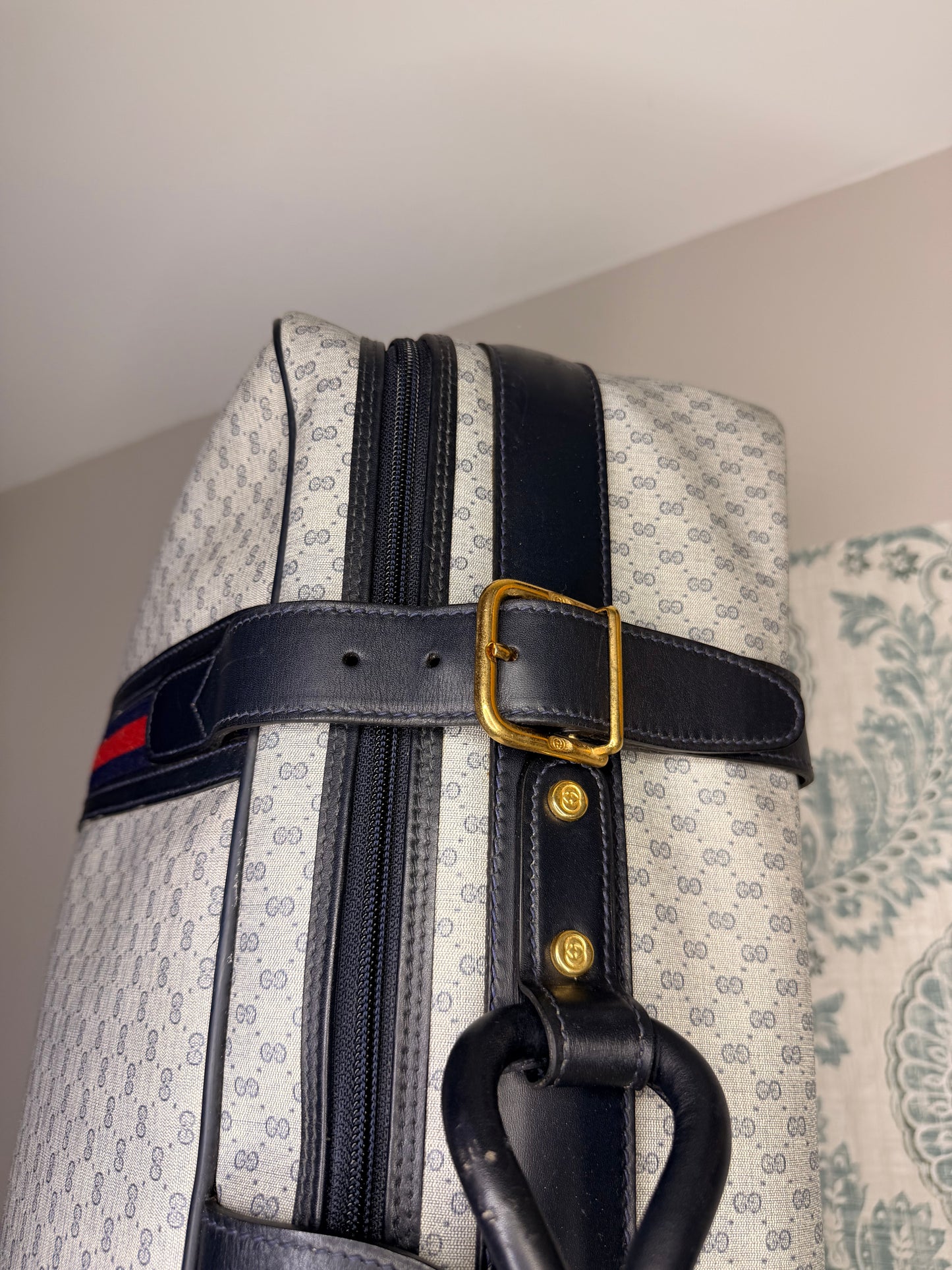 Gucci Navy Sherry Line Soft Suitcase