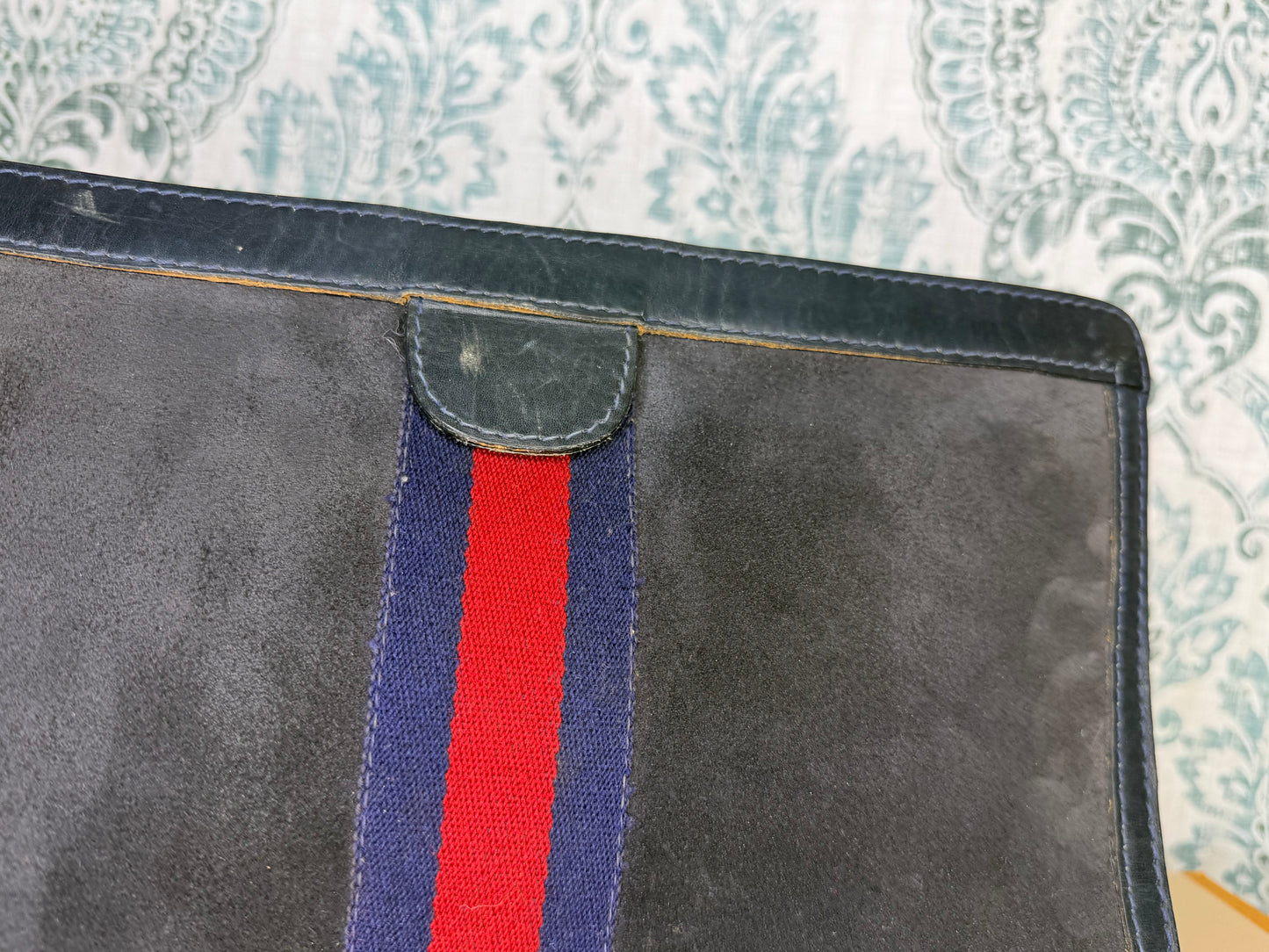 Gucci Black Suede Sherry Line Clutch