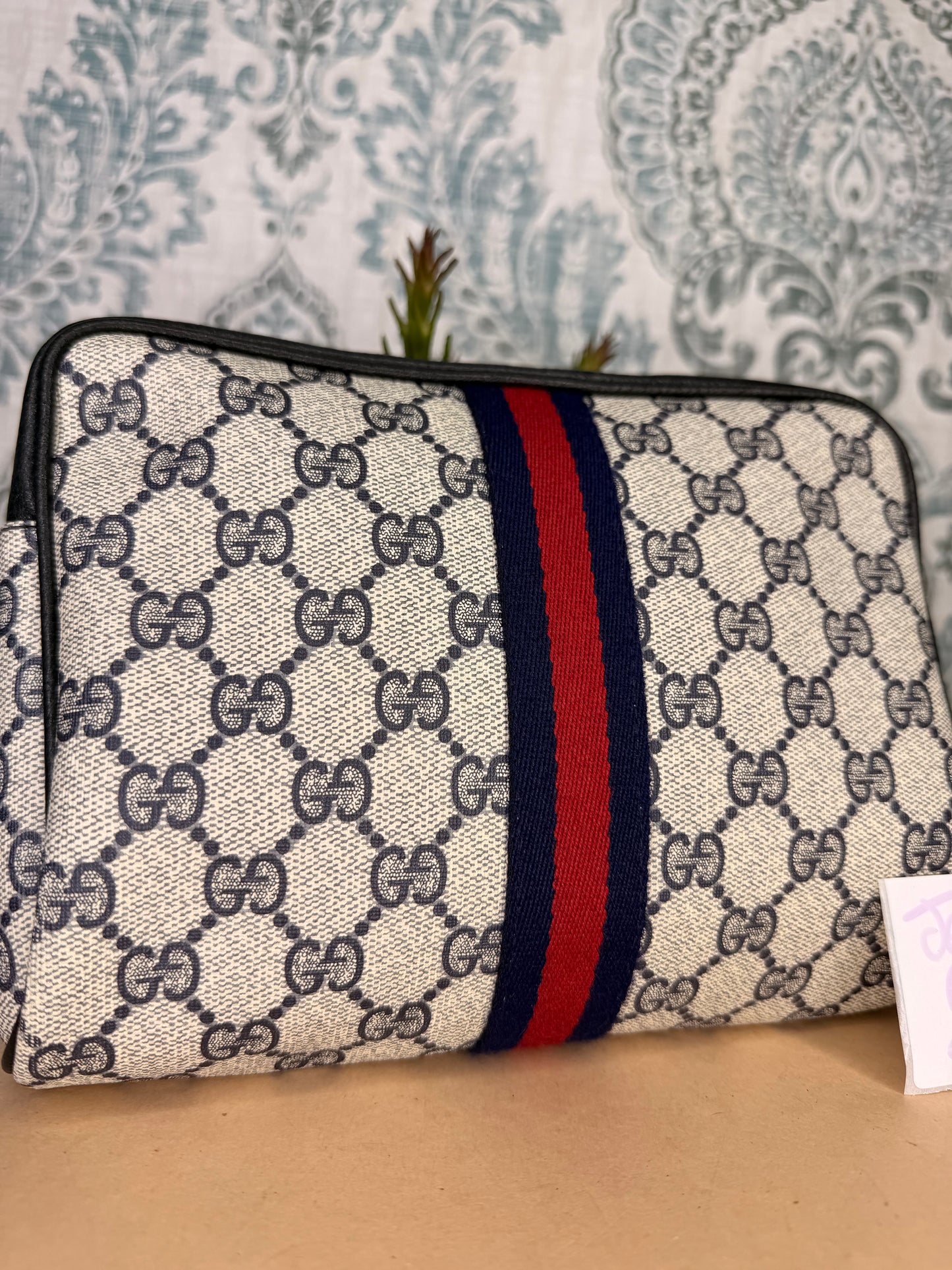 Gucci Navy Sherry Line Clutch
