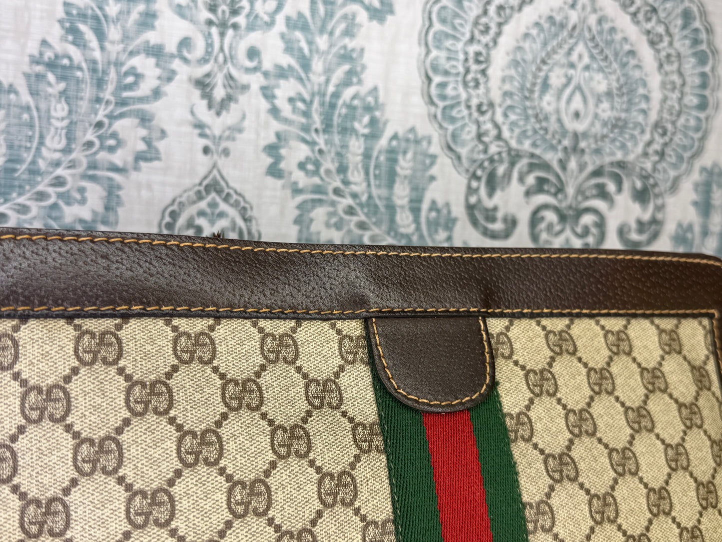 Gucci Supreme Brown Sherry Line Clutch (GG Parfums)