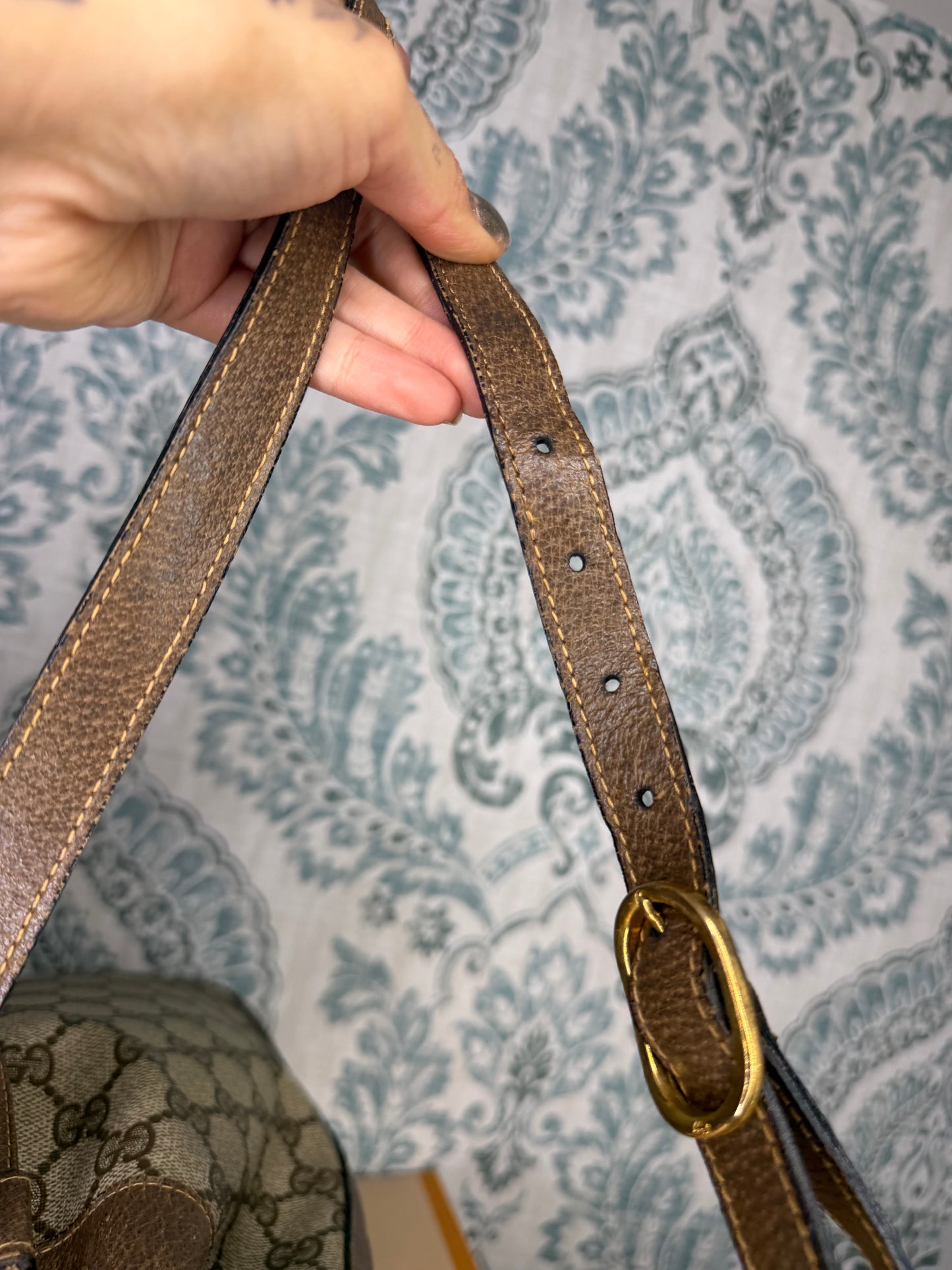 Gucci Canvas Sherry Line Drawstring Bucket Bag