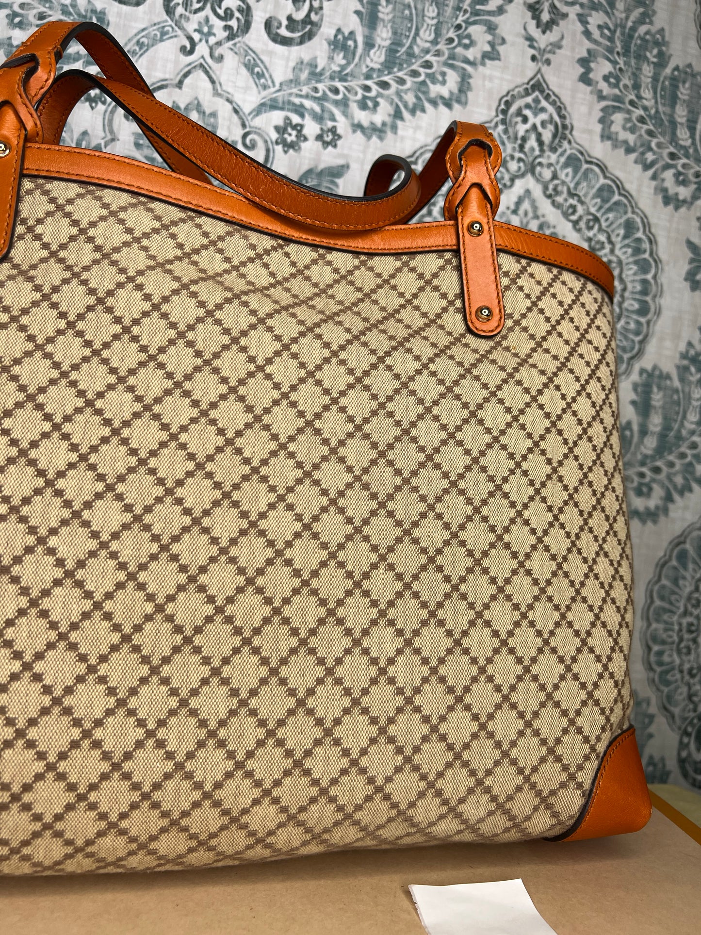 Gucci Diamante Orange Medium Tote with Pouch