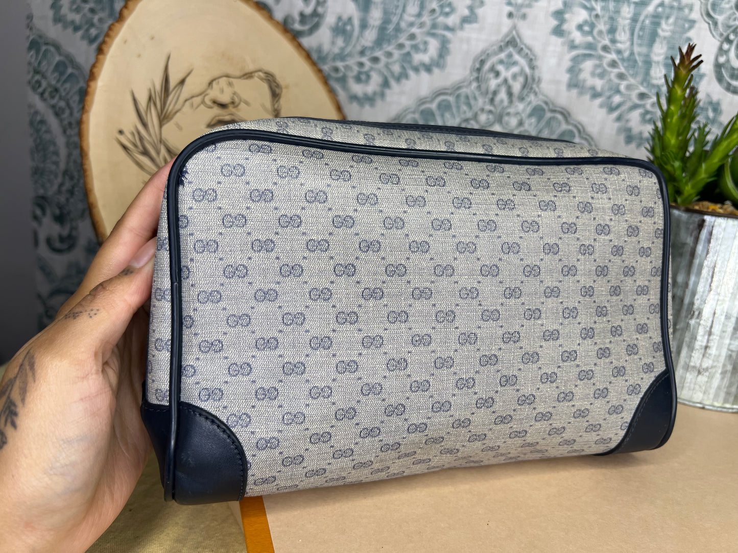 Micro Gucci Navy Vintage Clutch