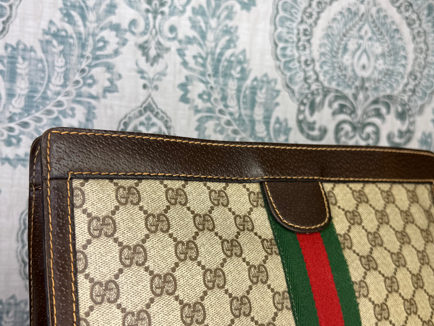 Gucci Supreme Brown Sherry Line Clutch (GG Parfums)