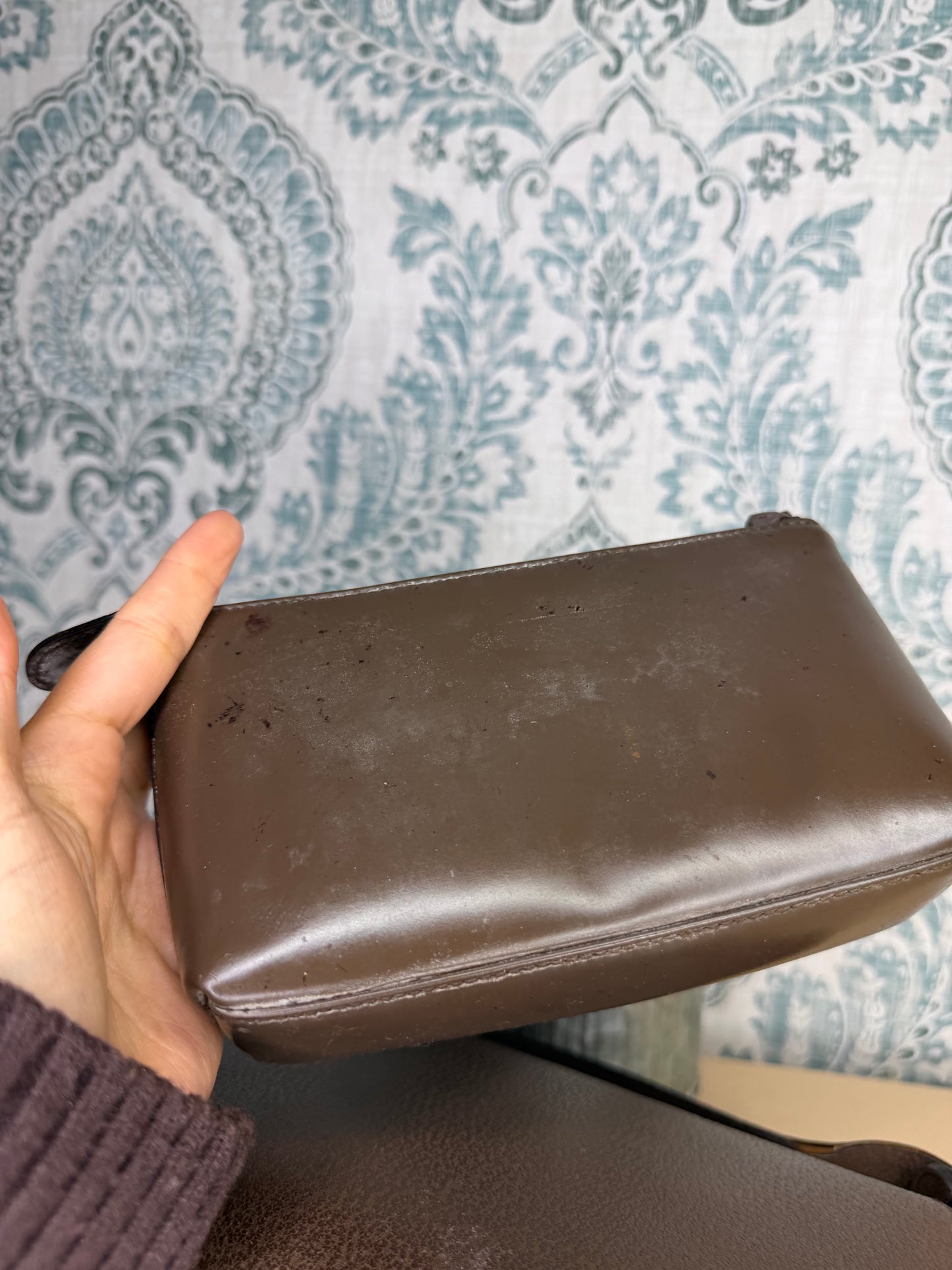 Gucci Vintage Brown Handbag with Pouch
