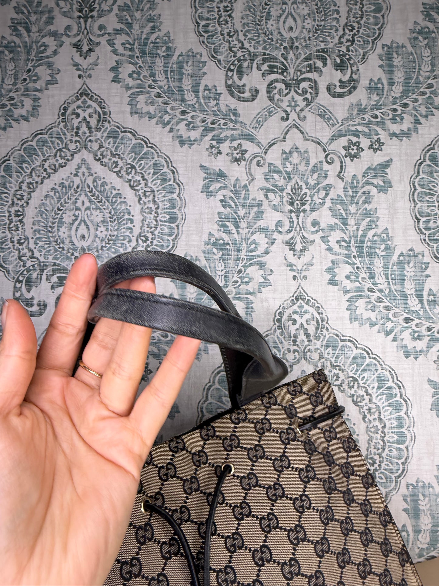 Gucci Black Canvas GG Small Tote