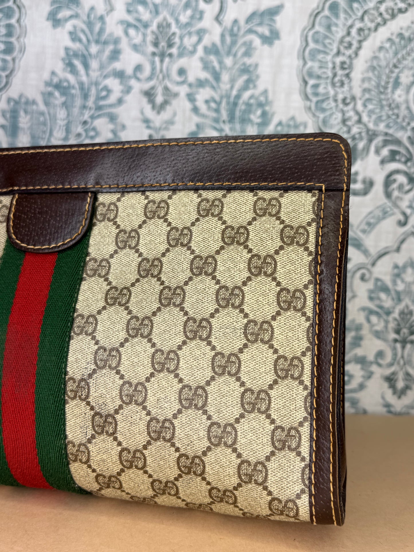 Gucci Supreme Brown Sherry Line Clutch (GG Parfums)