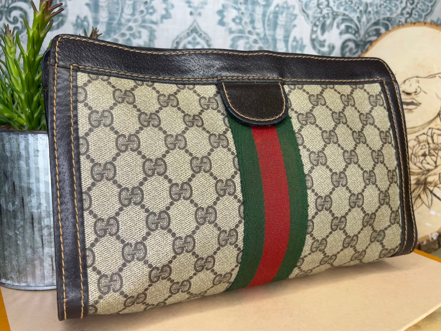 Gucci Parfum Supreme Brown Sherry Line Clutch