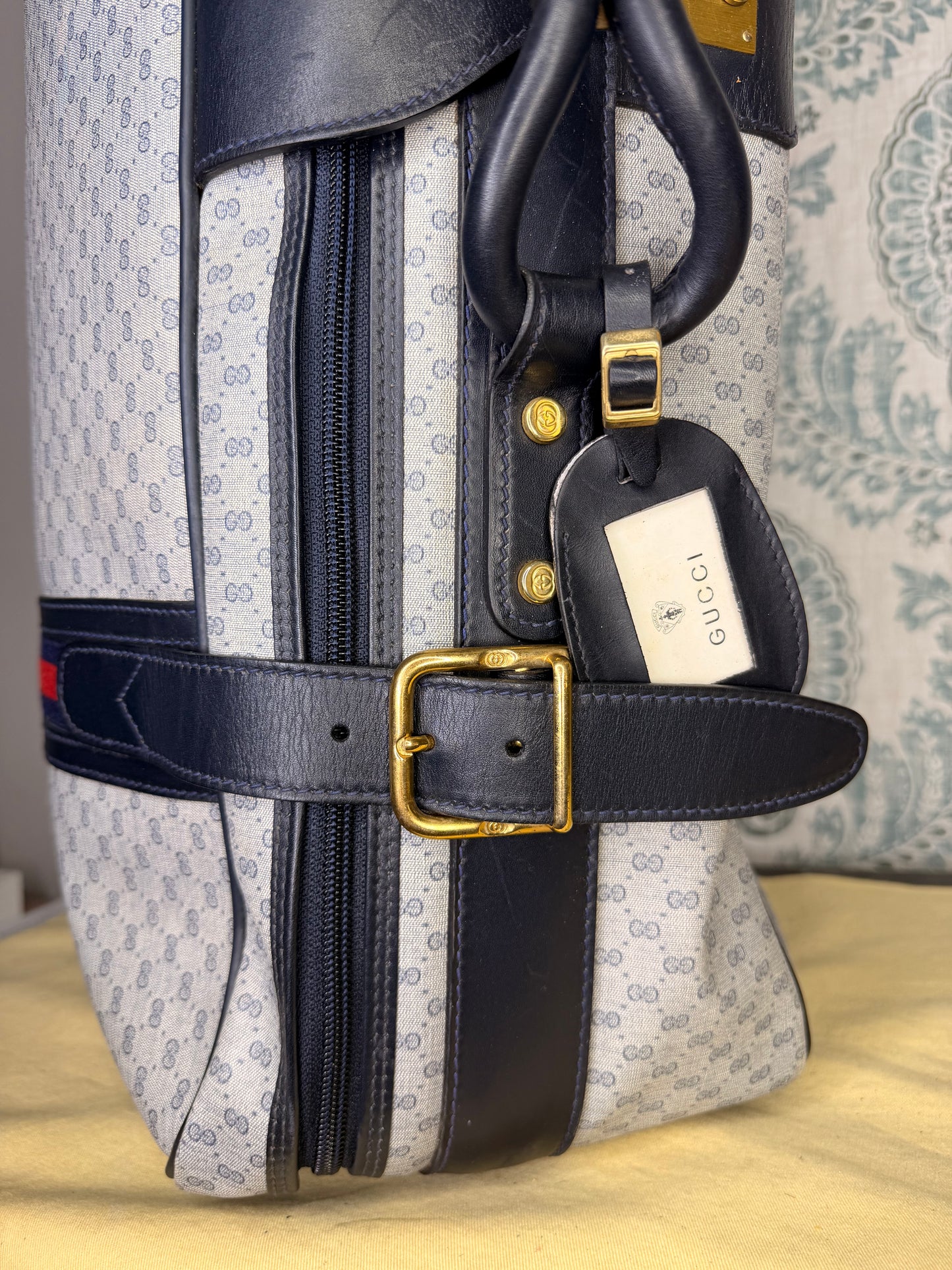 Gucci Navy Sherry Line Soft Suitcase