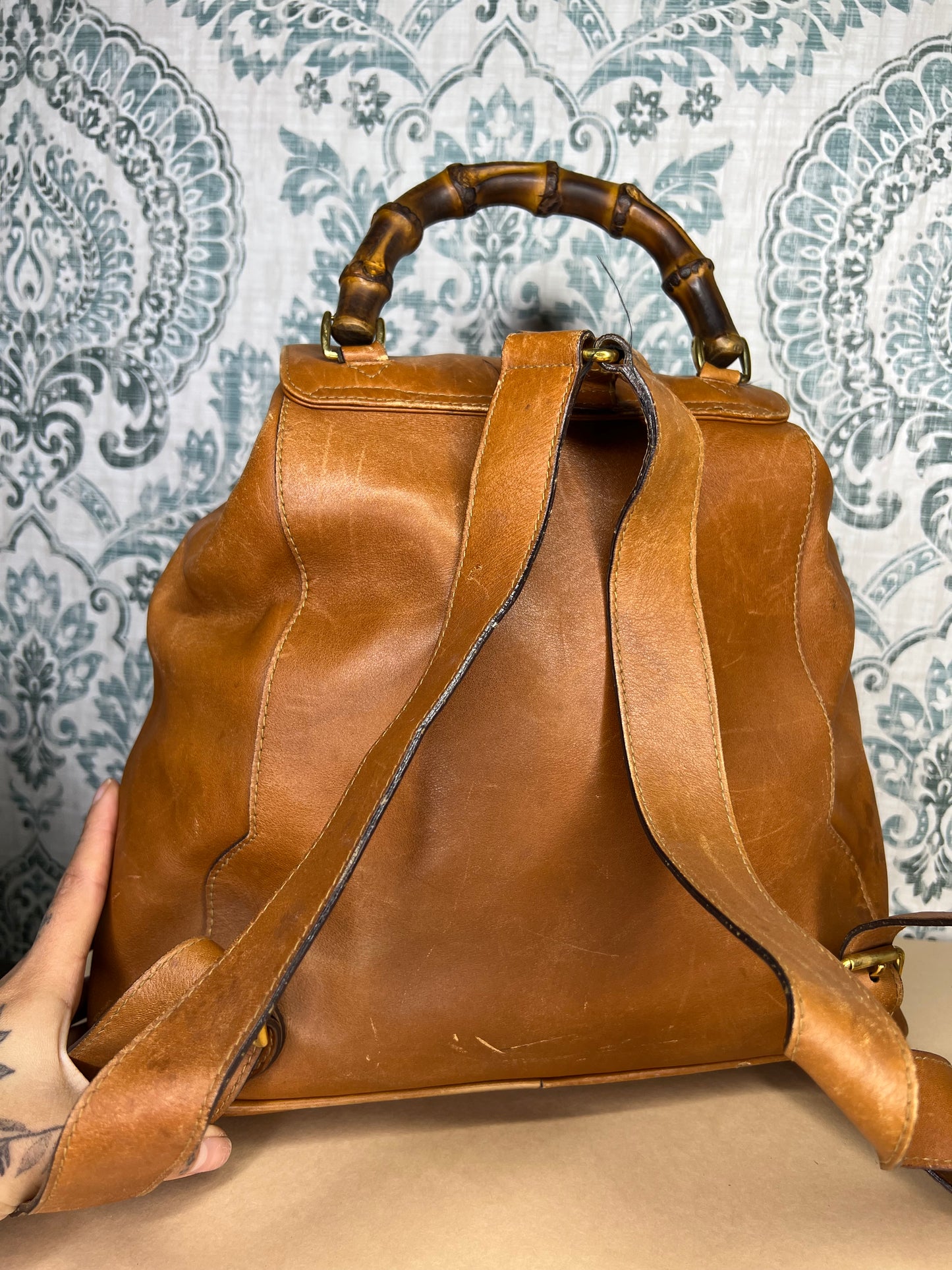 Gucci Bambo Brown Leather Backpack