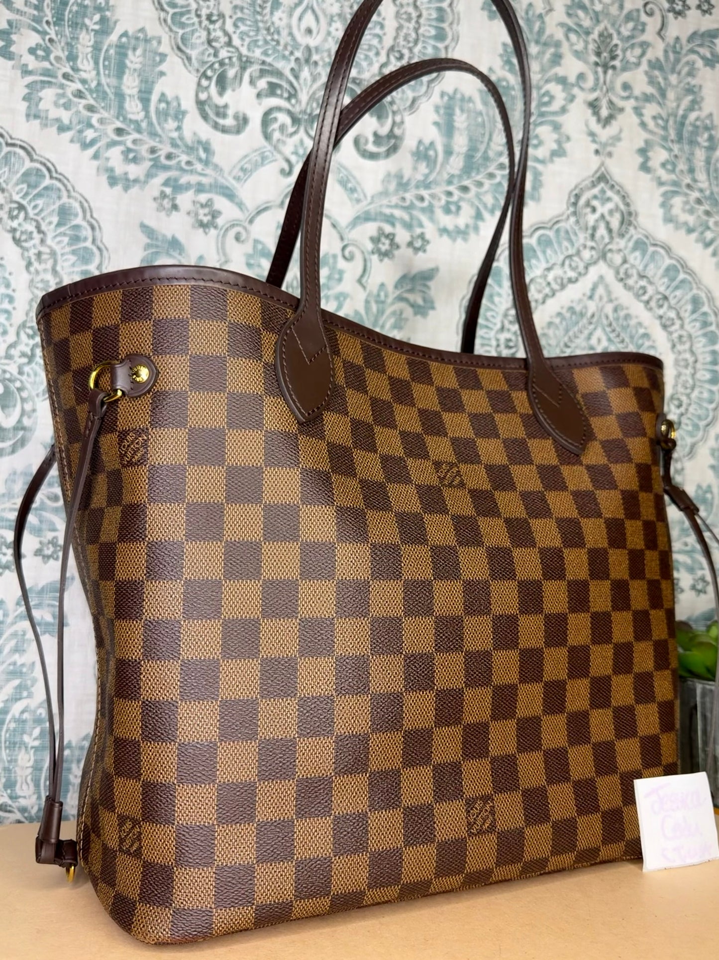 Louis Vuitton Damier Ebene Neverfull MM Rose Ballerine