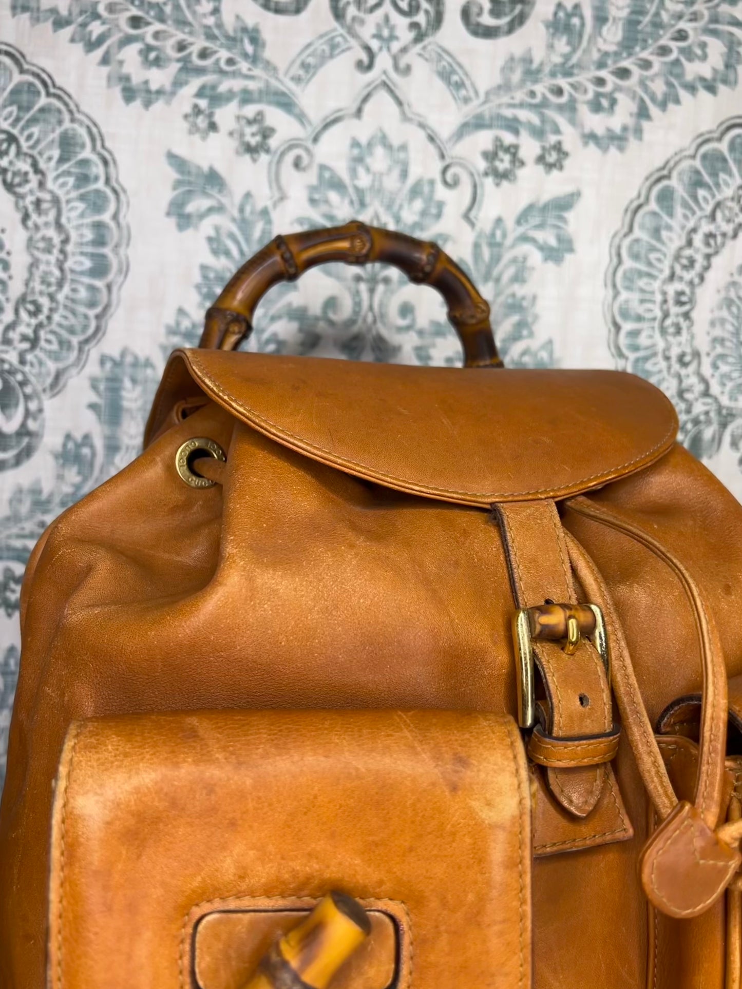 Gucci Bambo Brown Leather Backpack