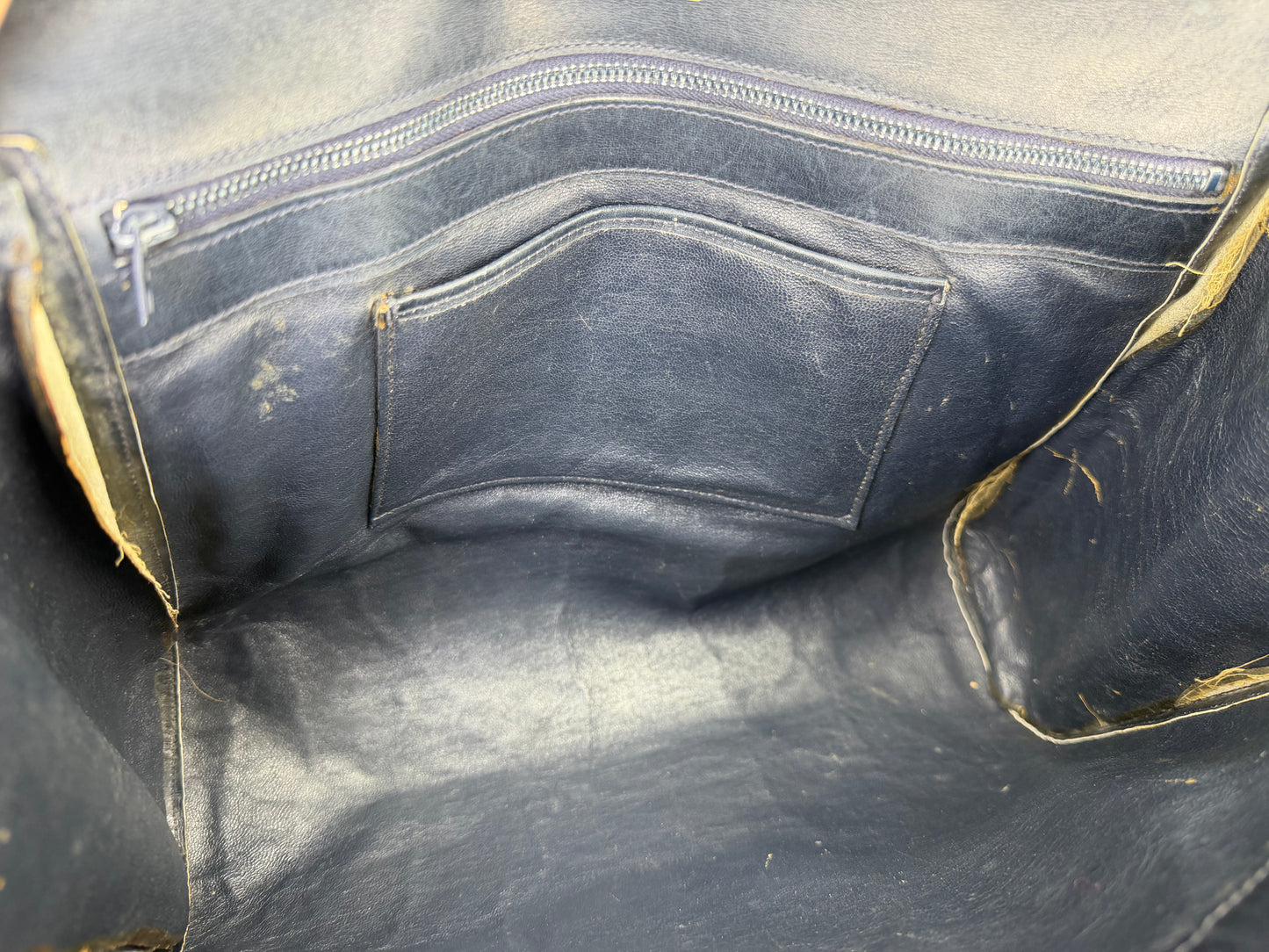 Gucci Navy Vintage Sherry Line Top Handle Bag