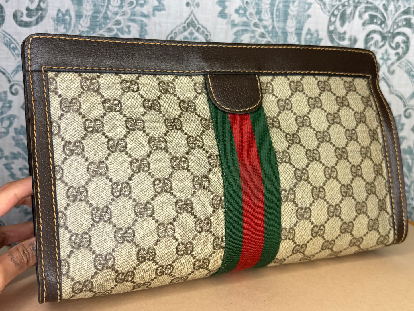 Gucci Supreme Brown Sherry Line Clutch (GG Parfums)