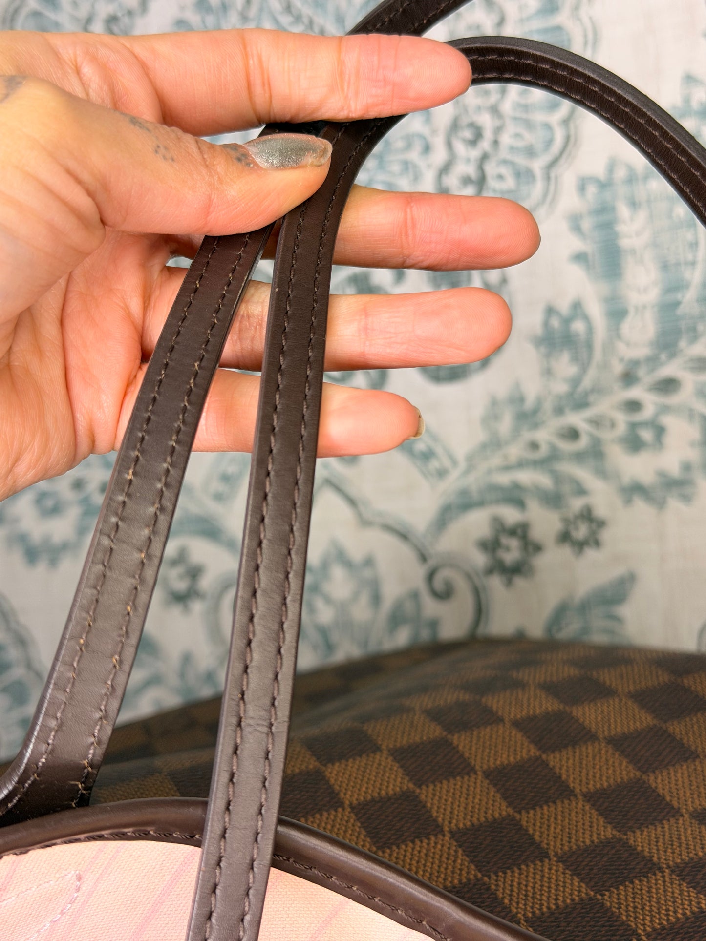 Louis Vuitton Damier Ebene Neverfull MM Rose Ballerine