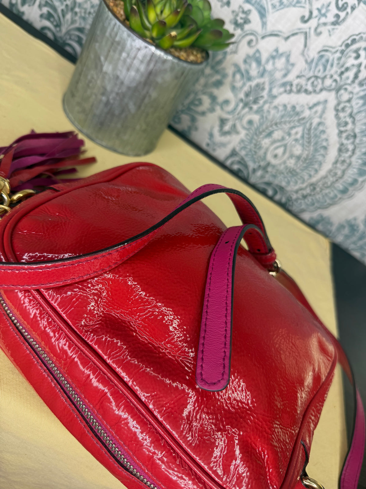 Gucci Red Soho Disco Patent Leather Crossbody