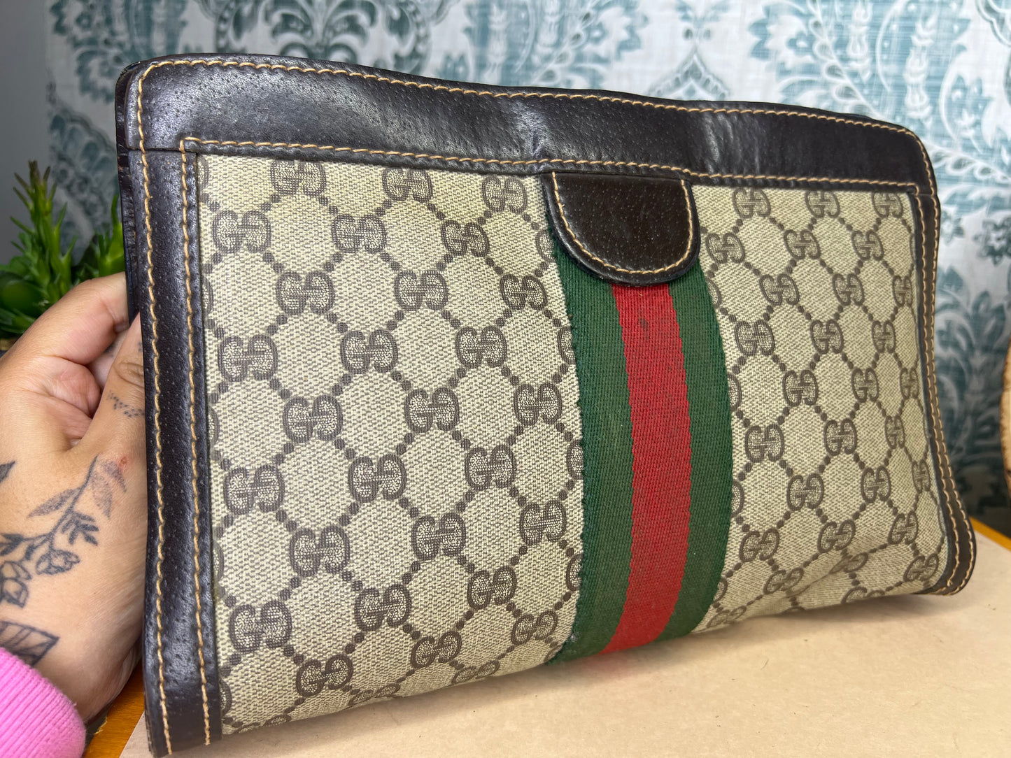 Gucci Parfum Supreme Brown Sherry Line Clutch