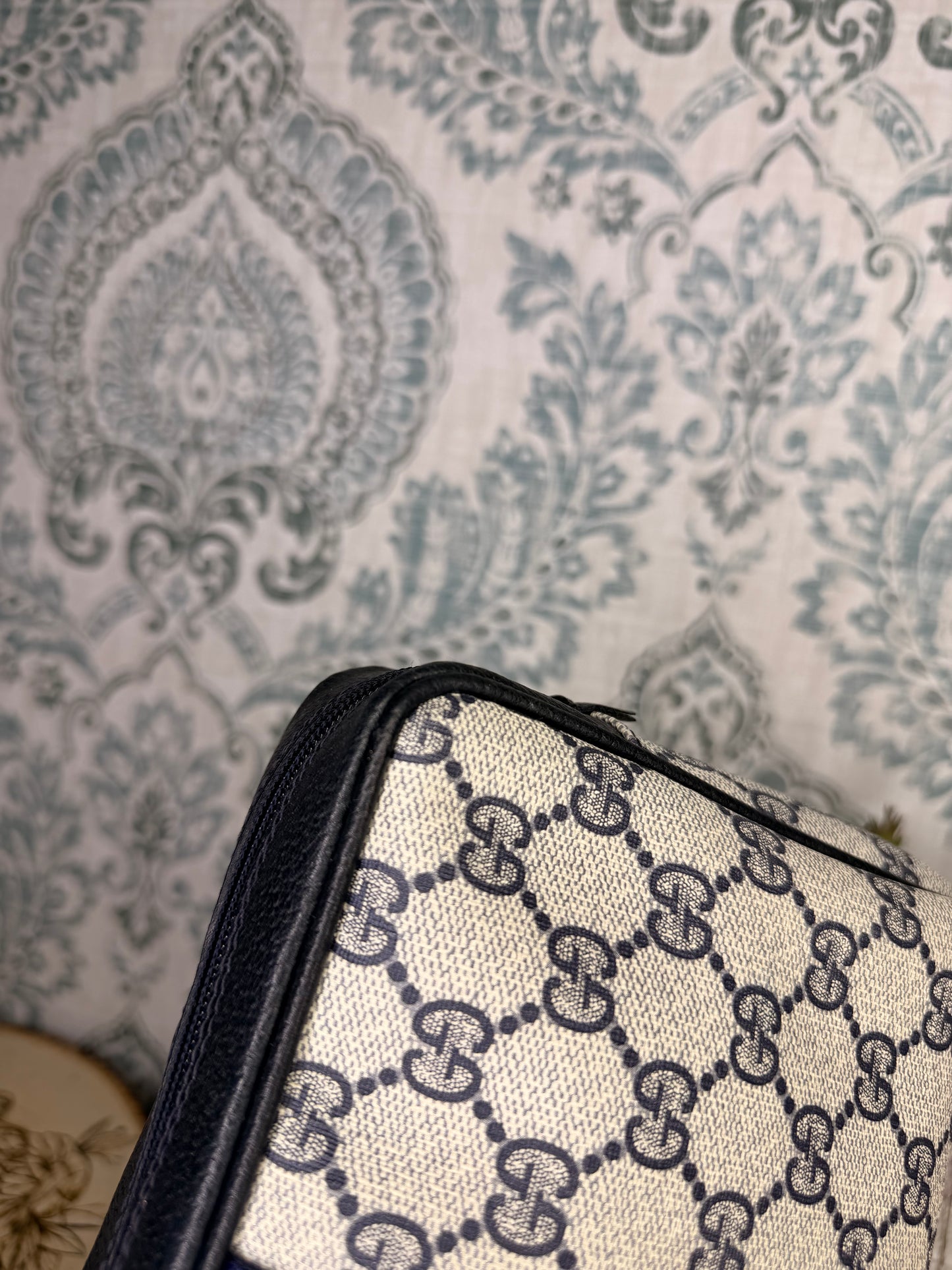 Gucci Navy Sherry Line Clutch