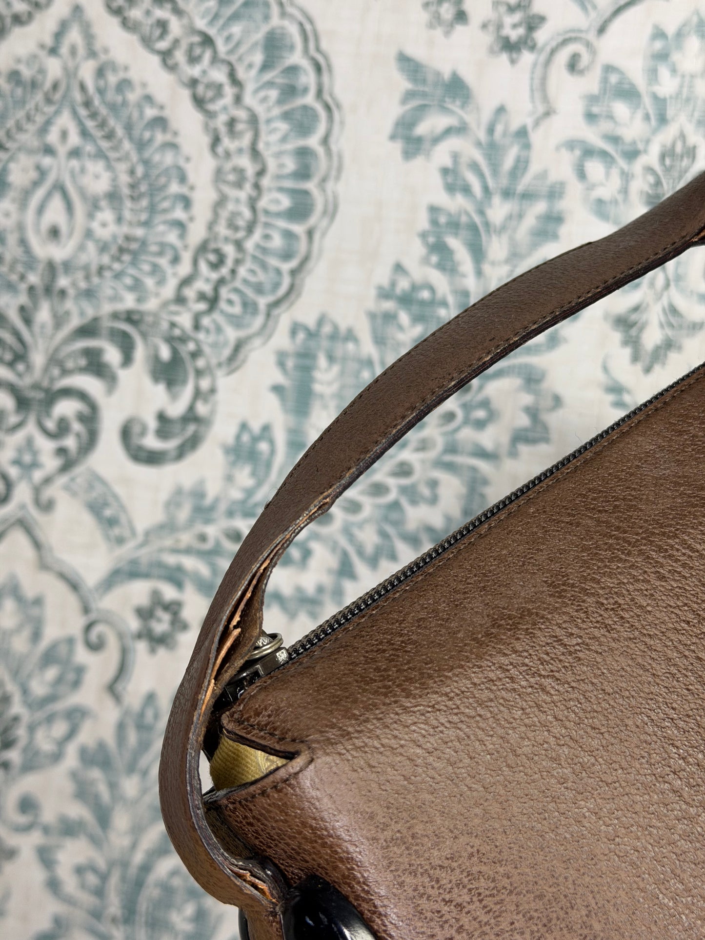 Gucci Vintage Brown Handbag with Pouch