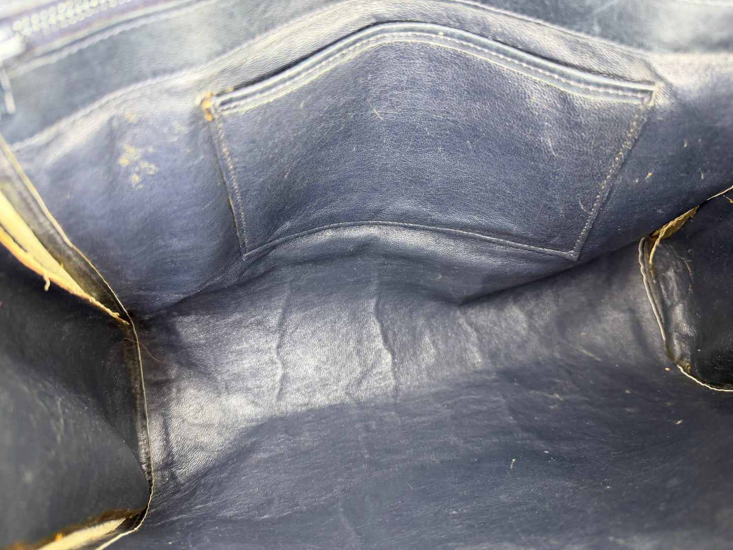 Gucci Navy Vintage Sherry Line Top Handle Bag