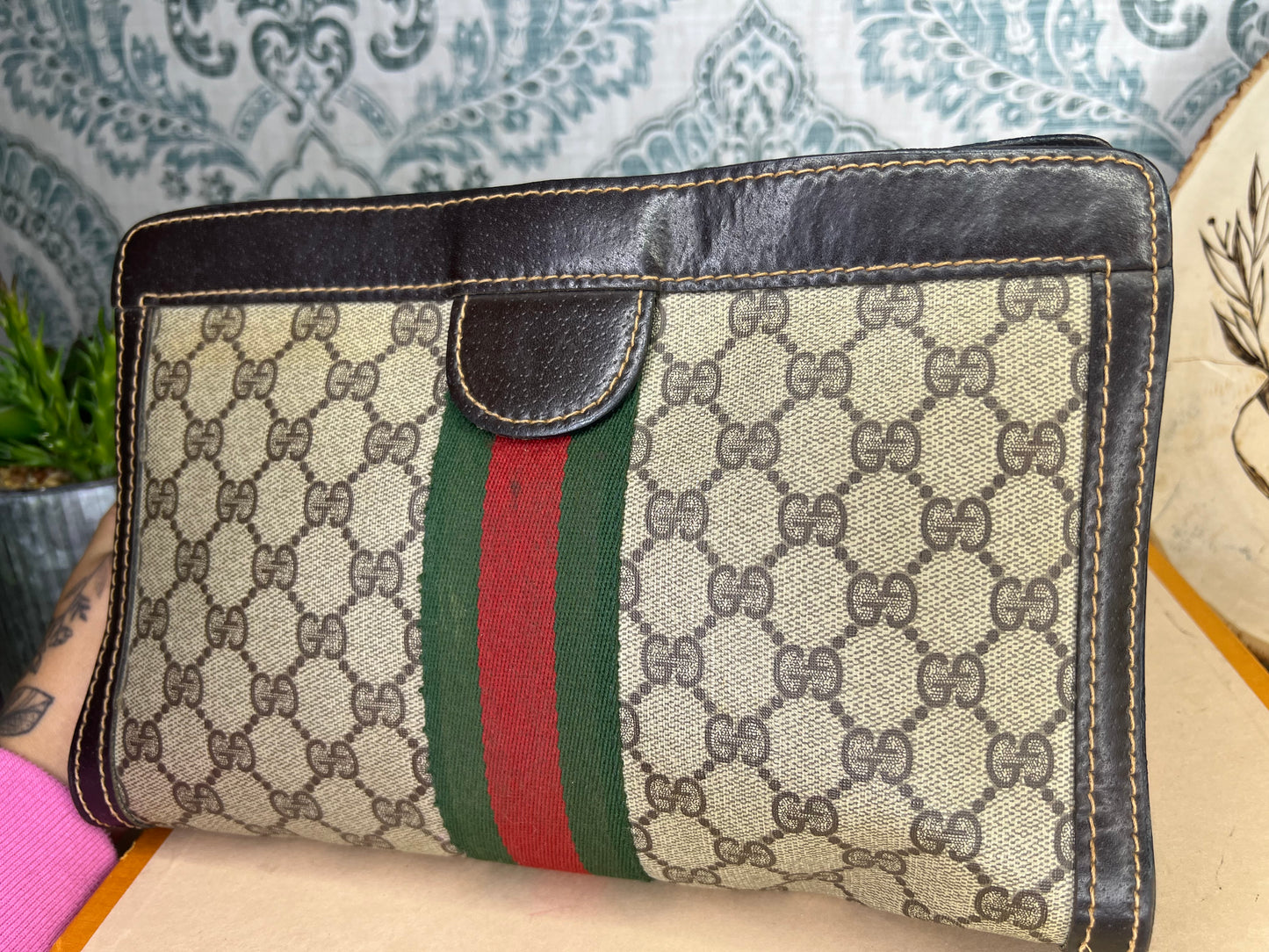 Gucci Parfum Supreme Brown Sherry Line Clutch