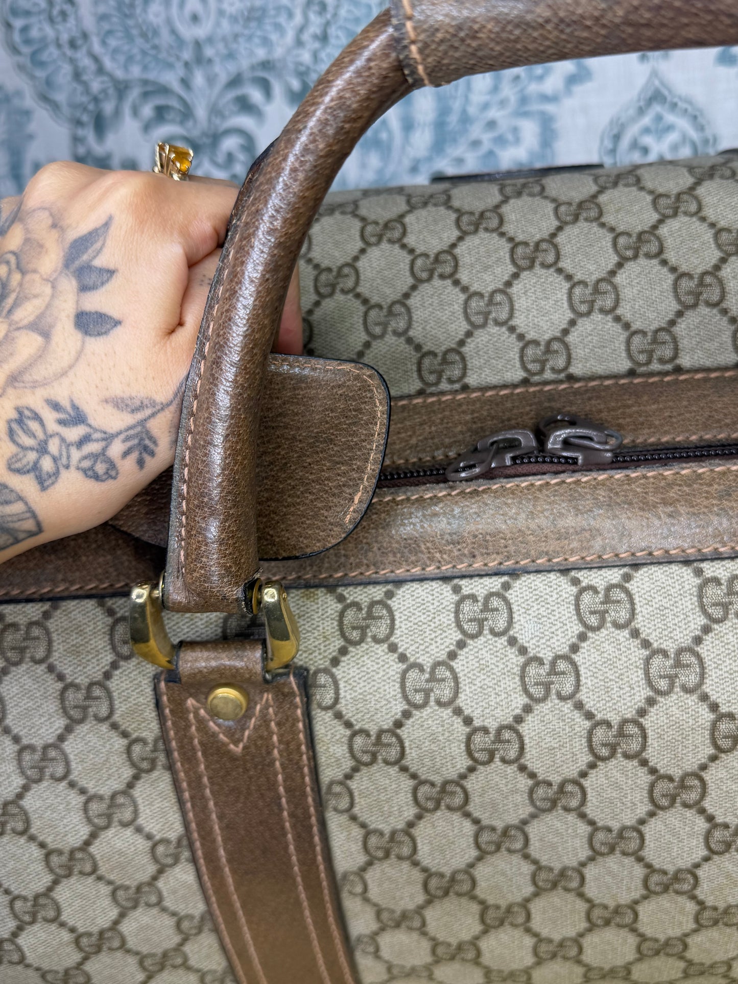 Gucci Vintage Supreme Duffle Bag with Shoulder Strap