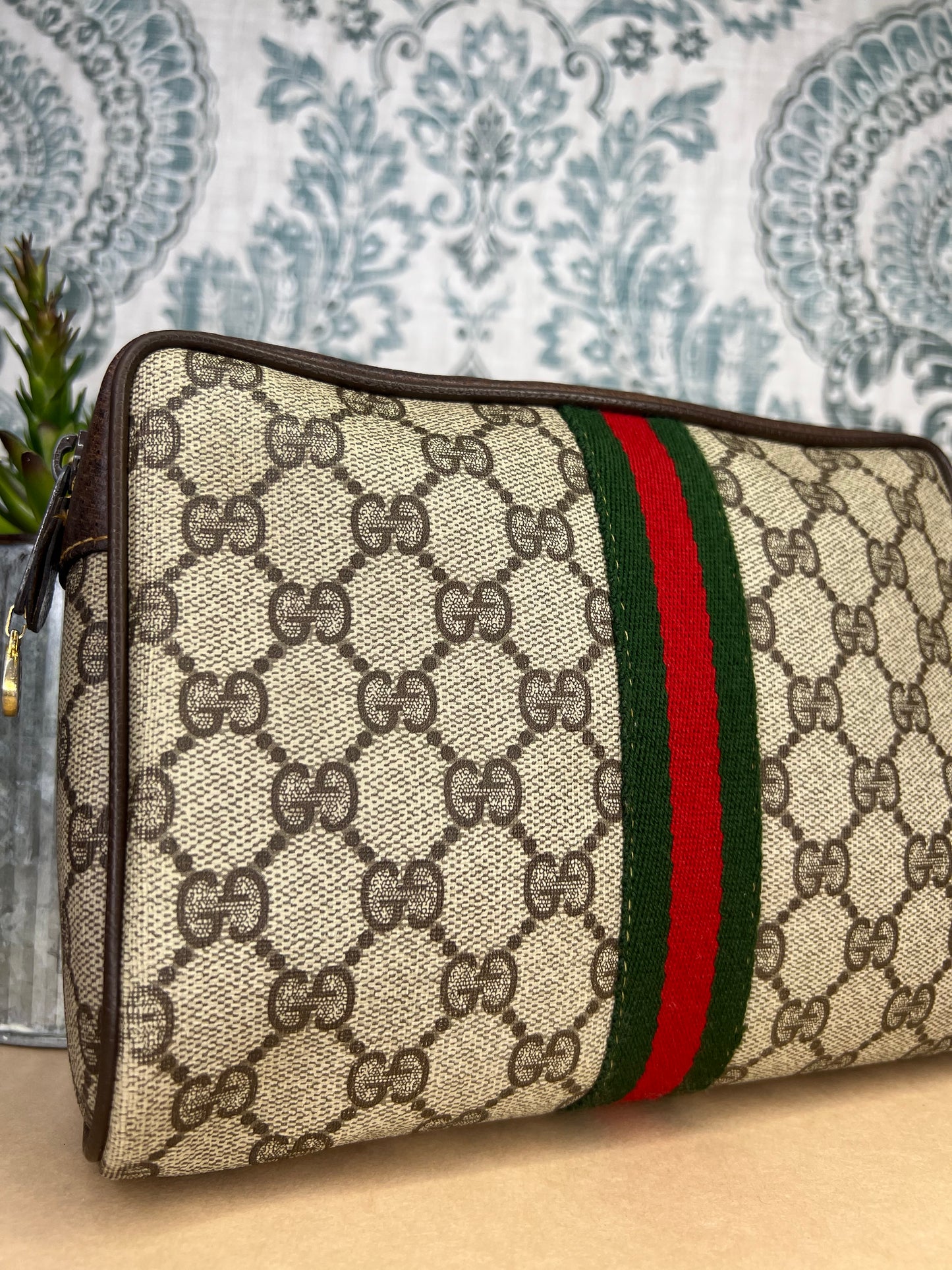 Gucci Supreme Brown Sherry Line Pouch