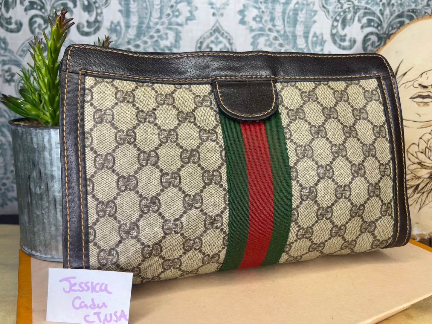 Gucci Parfum Supreme Brown Sherry Line Clutch