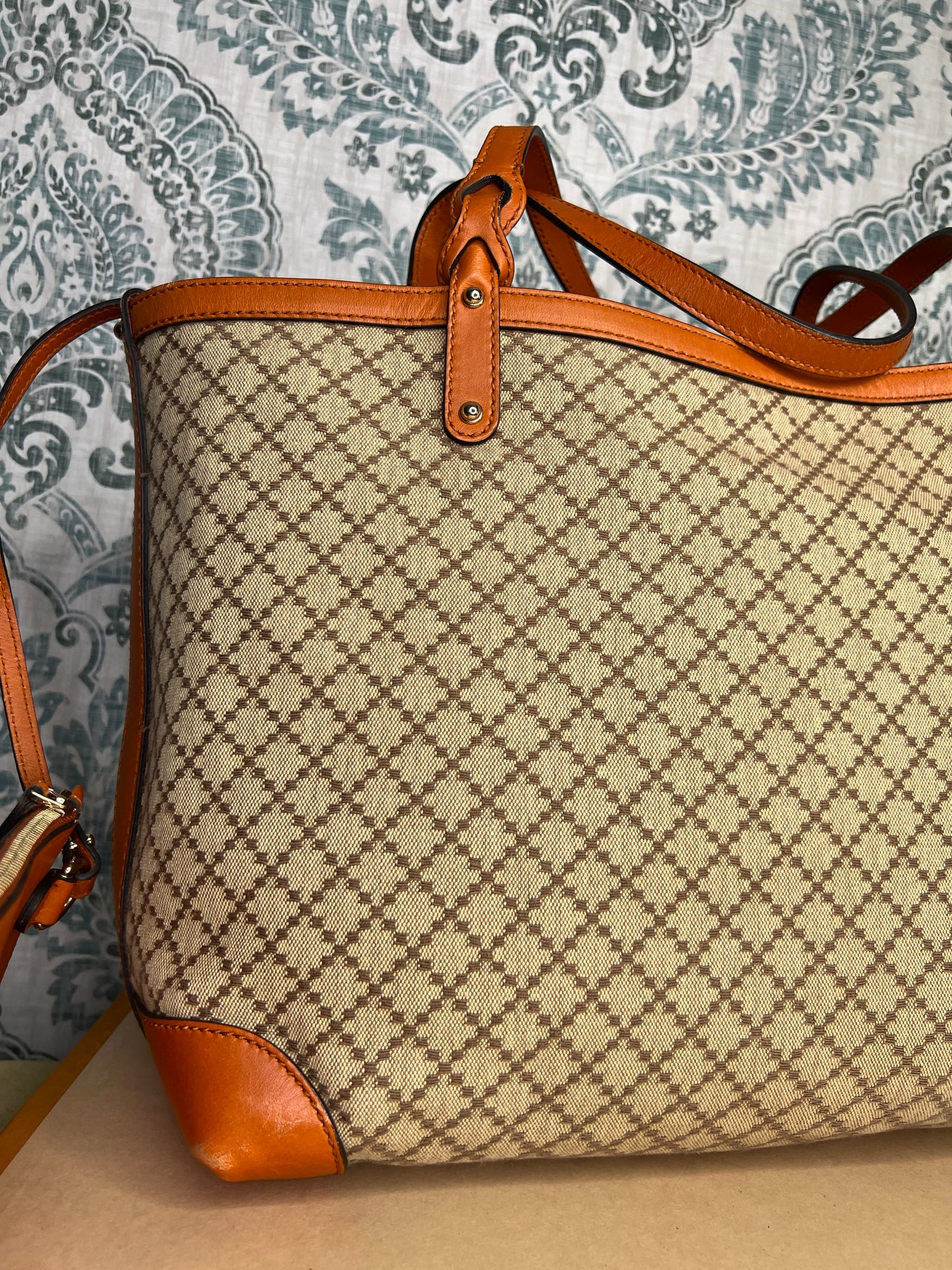 Gucci Diamante Orange Medium Tote with Pouch