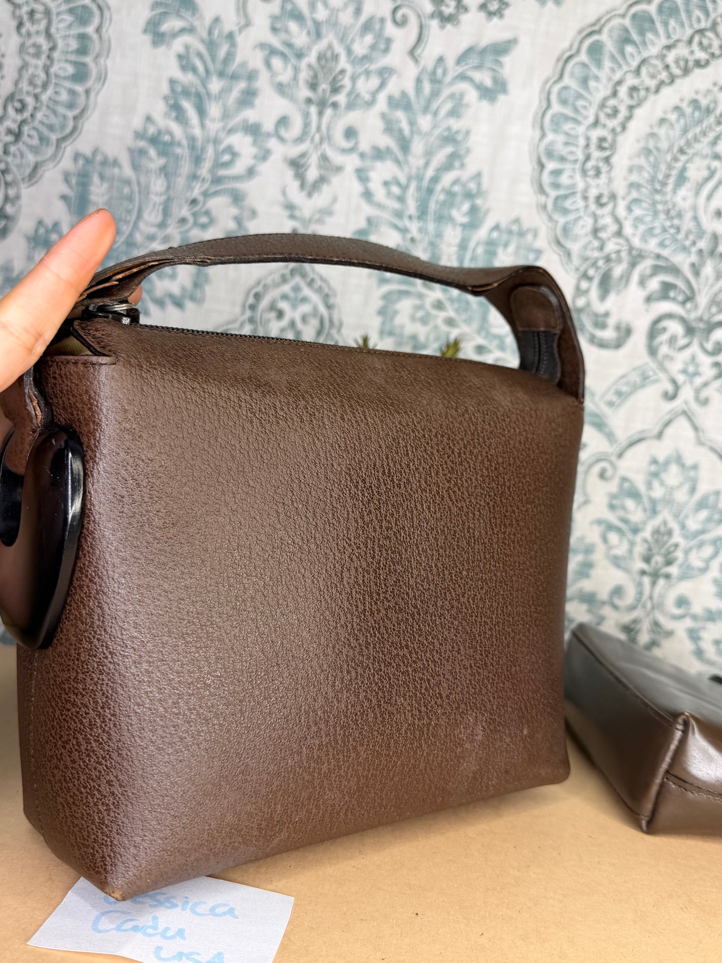 Gucci Vintage Brown Handbag with Pouch