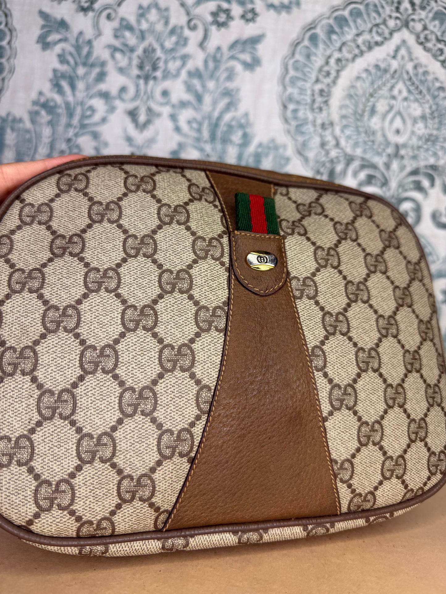 Gucci Supreme Sherry Line Wristlet Clutch